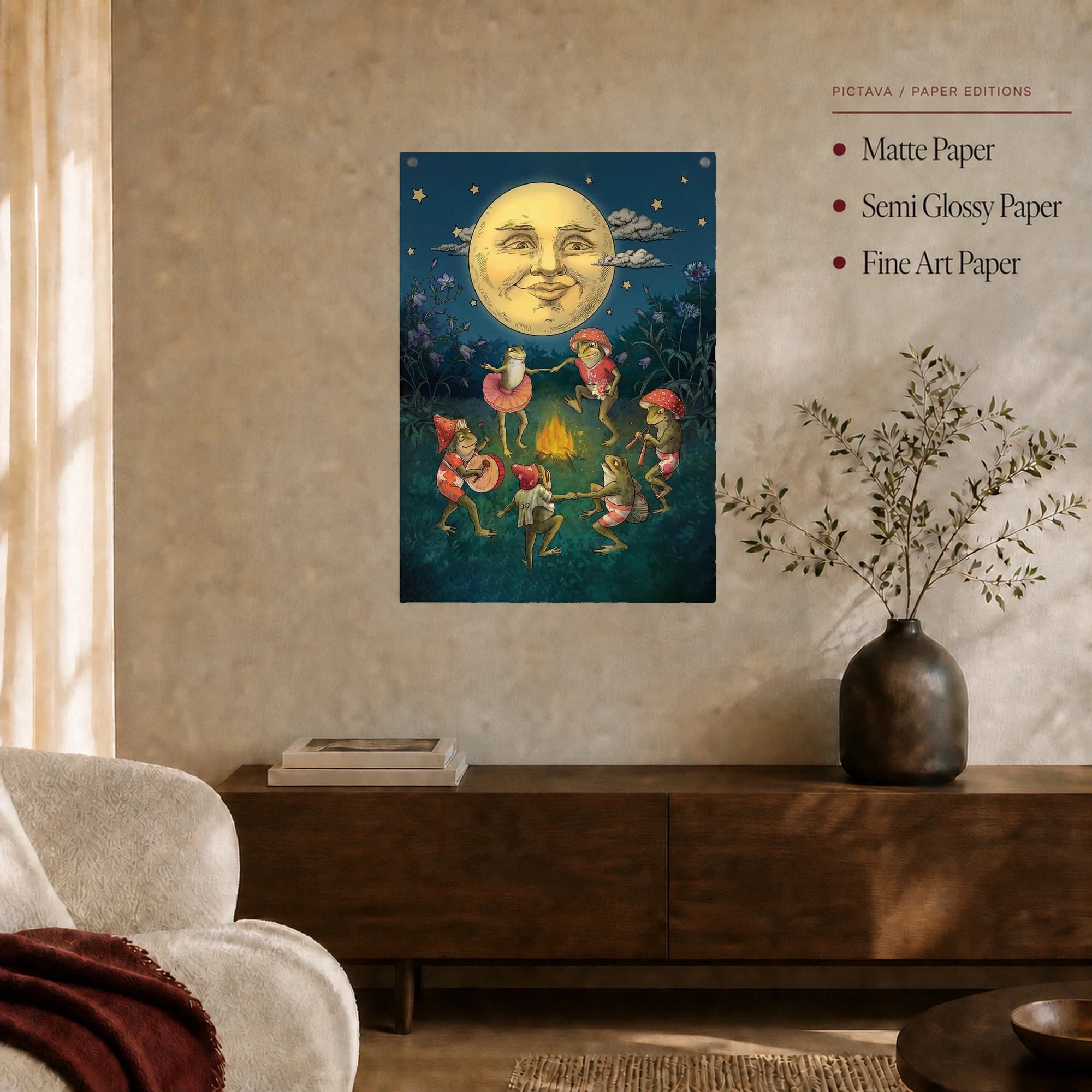 Midnight Frog Dance Under the Smiling Moon Canvas, view 6