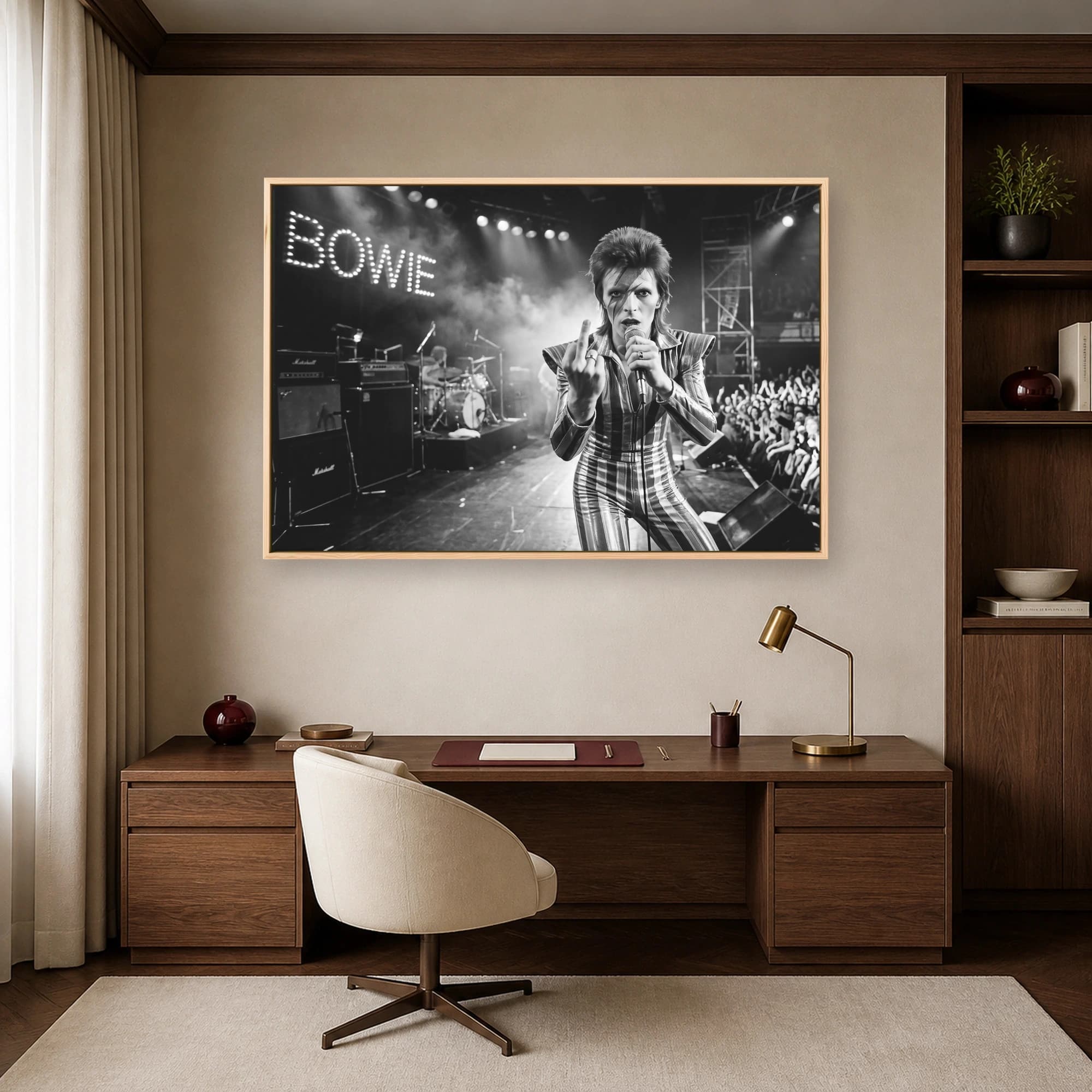 David Bowie Iconic Live Concert Black and White Wall Art, view 6