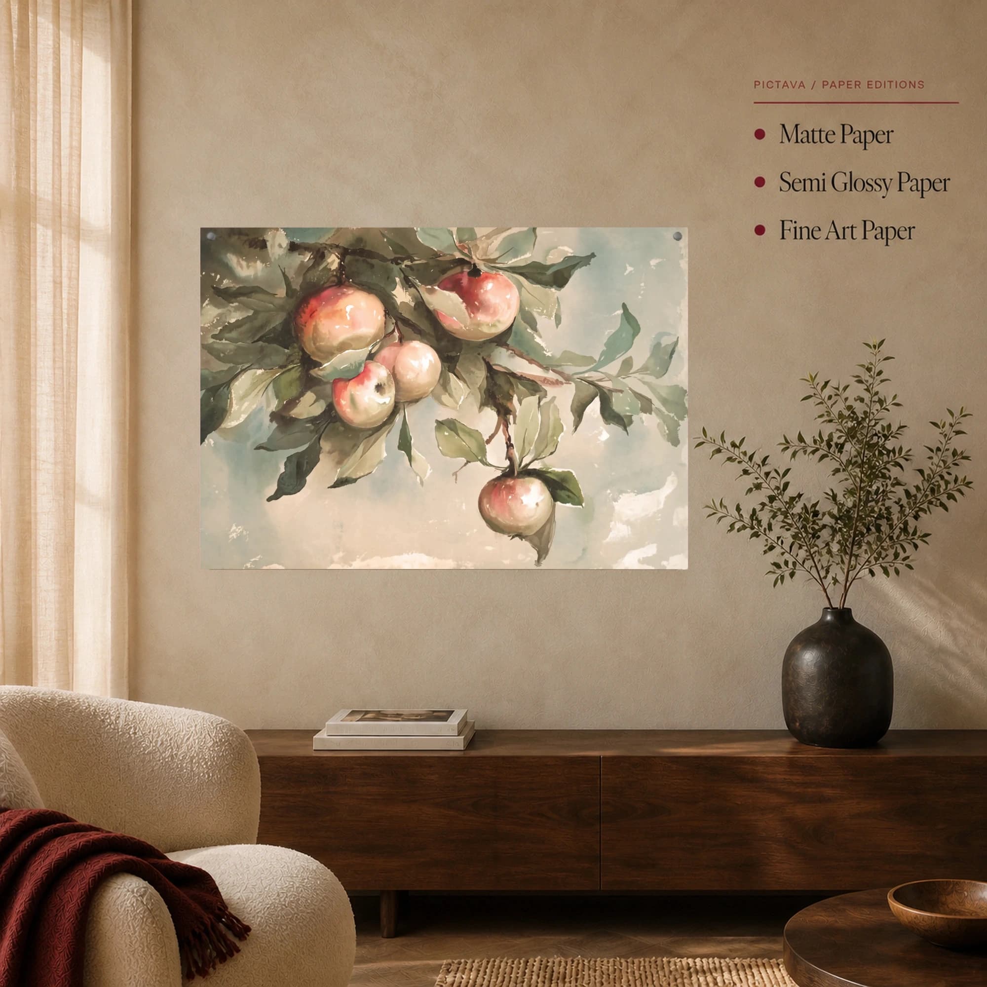 Vintage Apple Branch Watercolor Print, view 5