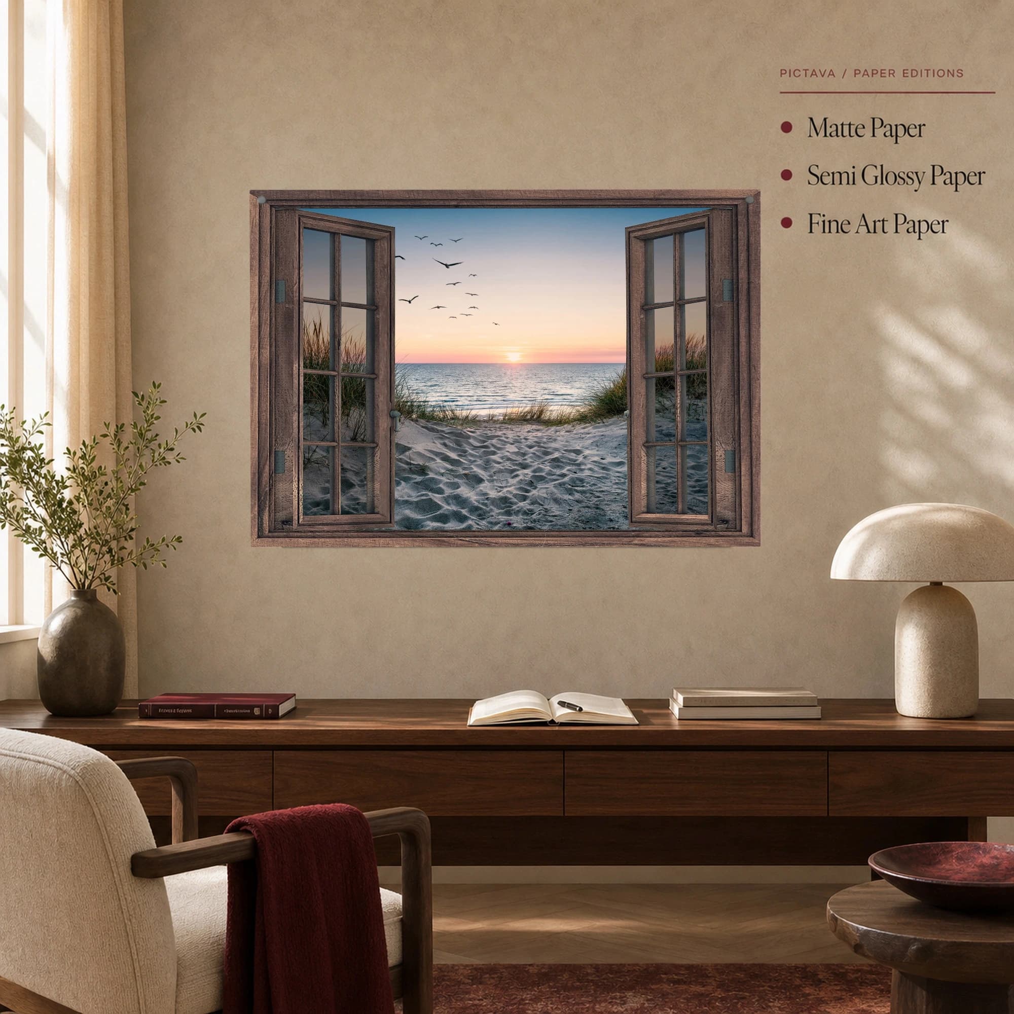 Window to the Ocean Sunset Coastal Wall Art, view 4