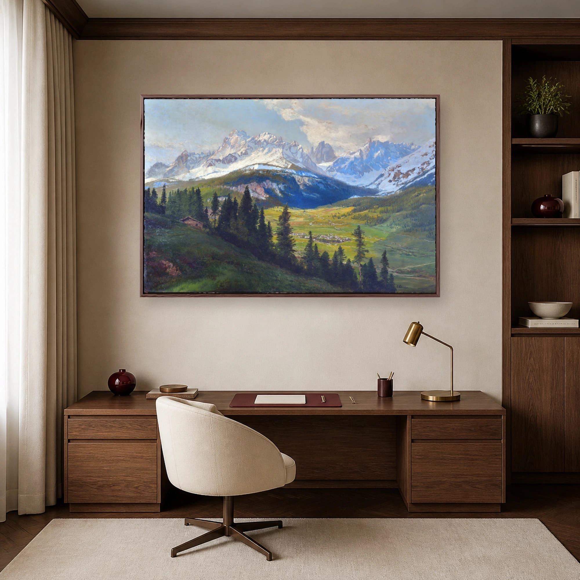 Alpine Valley Landscape Framed Canvas Art, view 5
