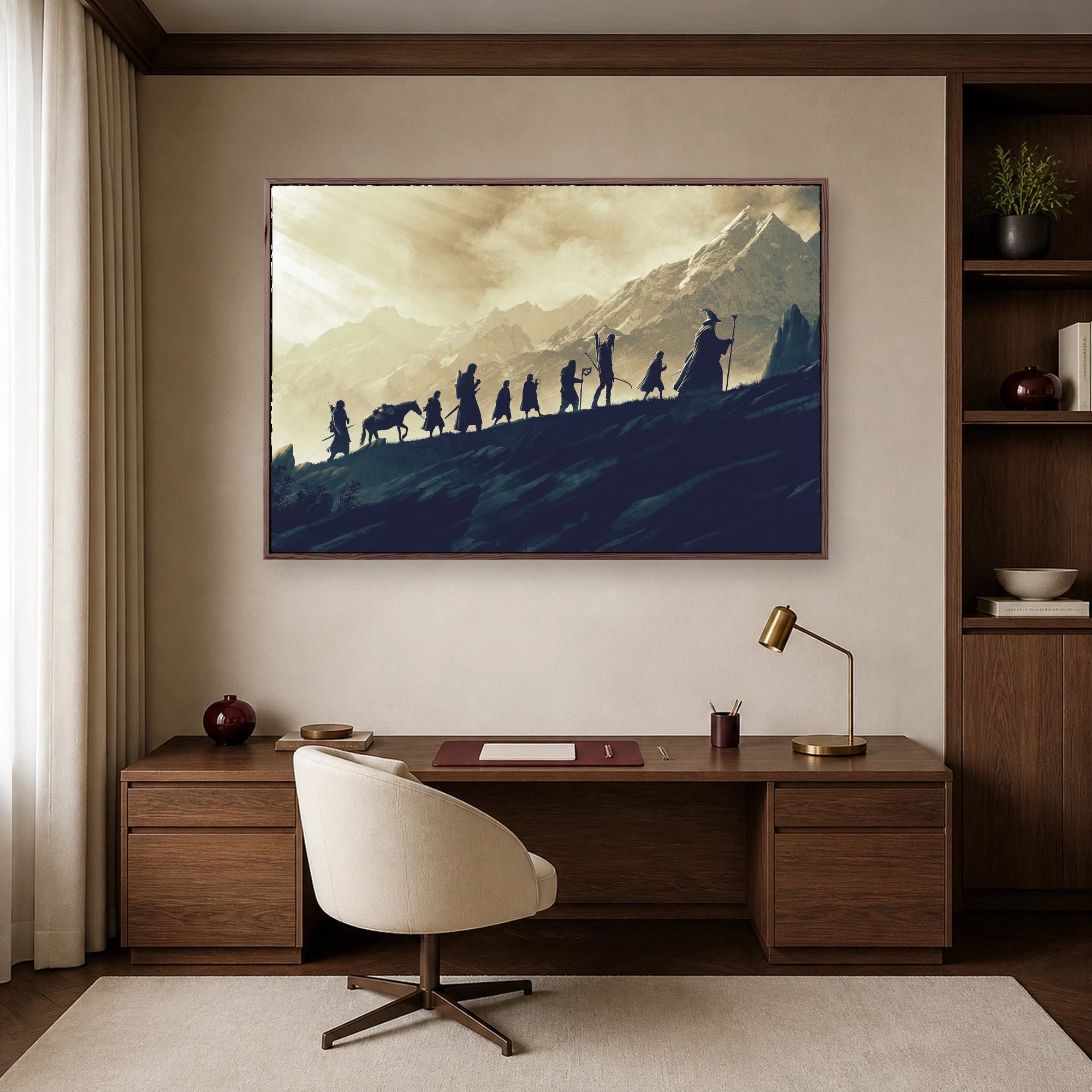Journey of the Fellowship Epic Fantasy Mountain Landscape Wall Art, view 6