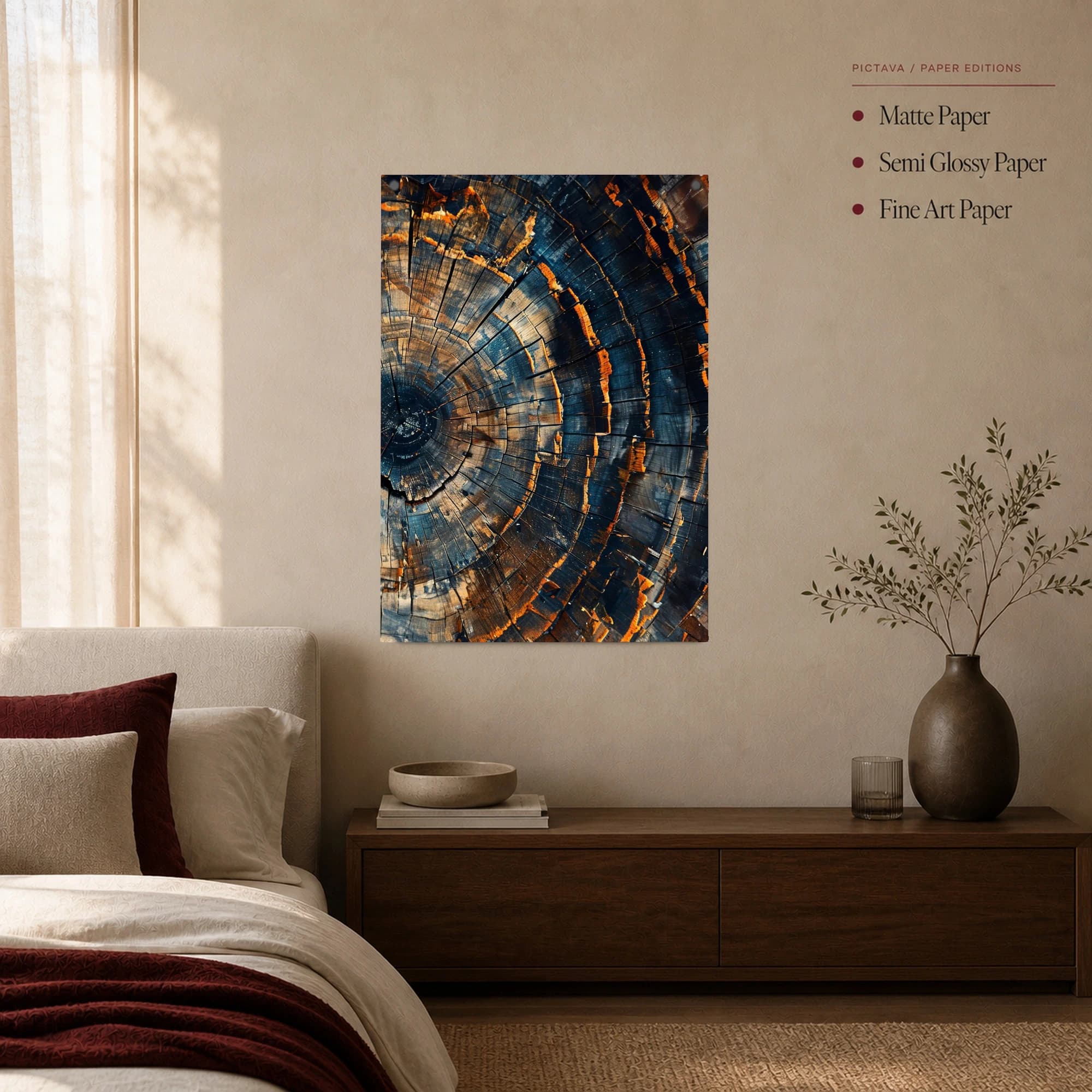 Charred Timber Rings Abstract Wall Art, view 3