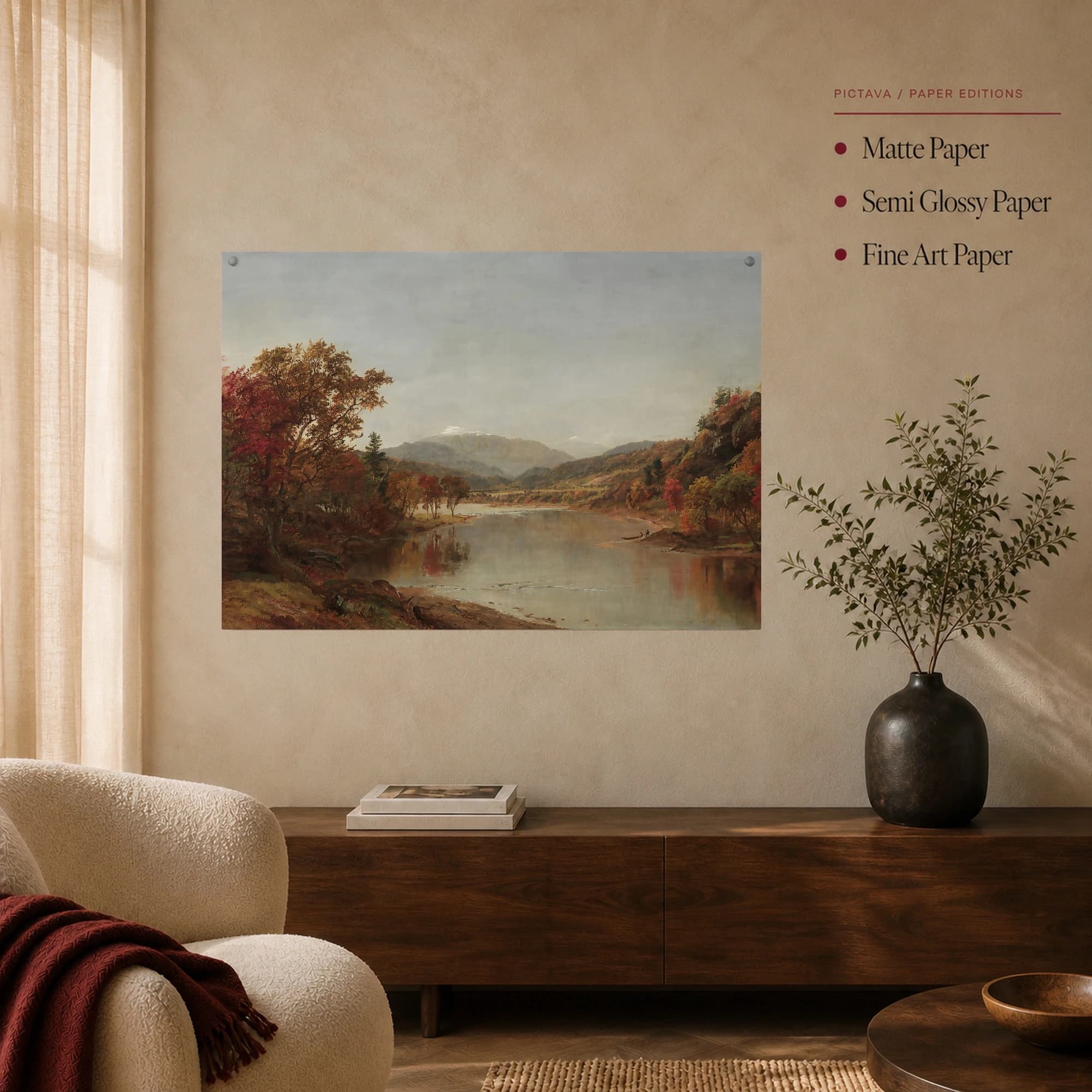River Landscape with Autumn Foliage Canvas Print, view 4