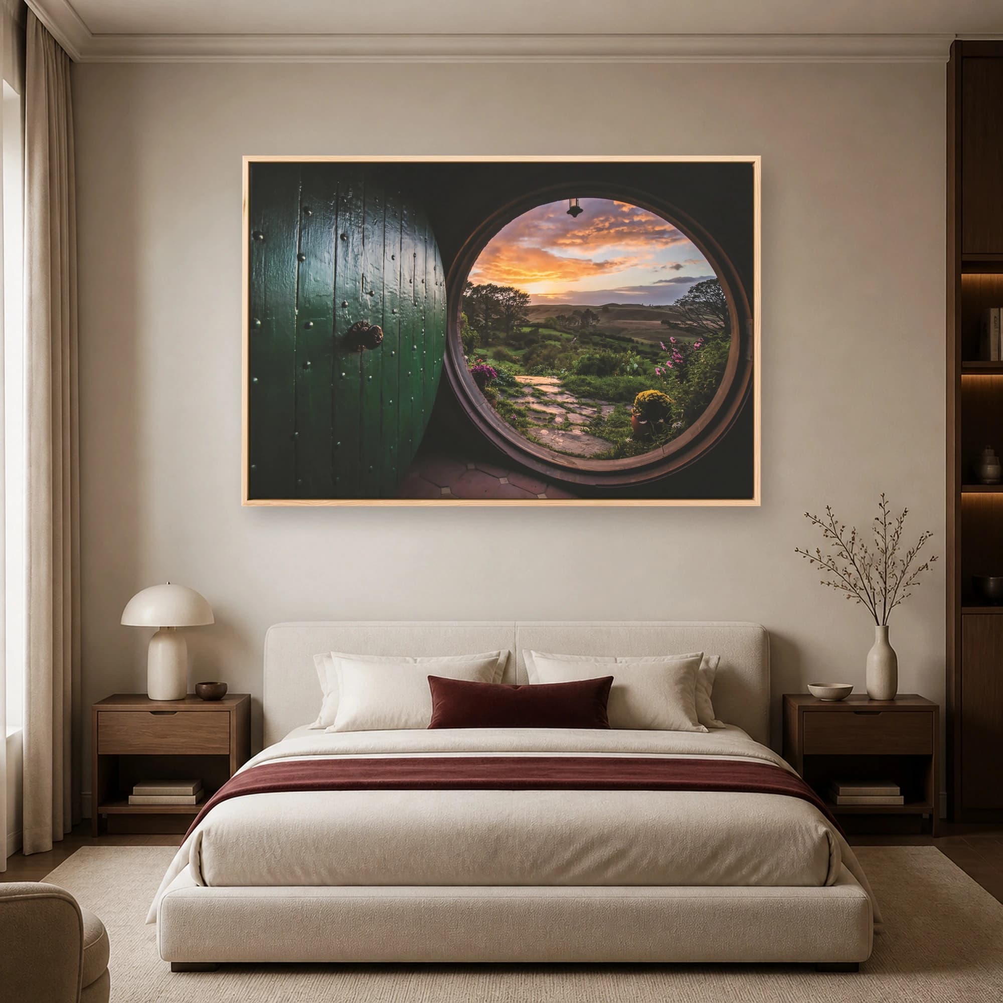 Hobbit Hole Sunset Landscape Canvas Print, view 6