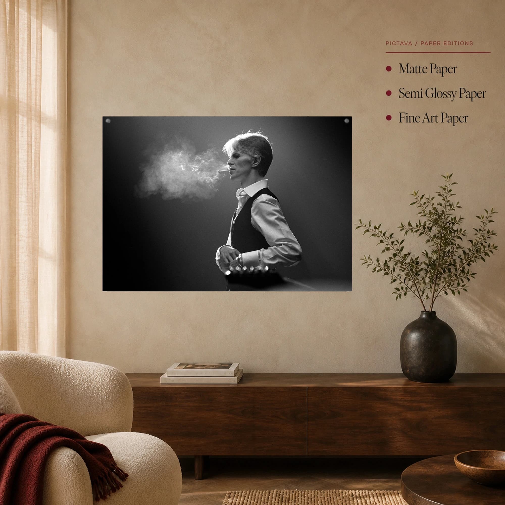 David Bowie Monochromatic Portrait Wall Art, view 3