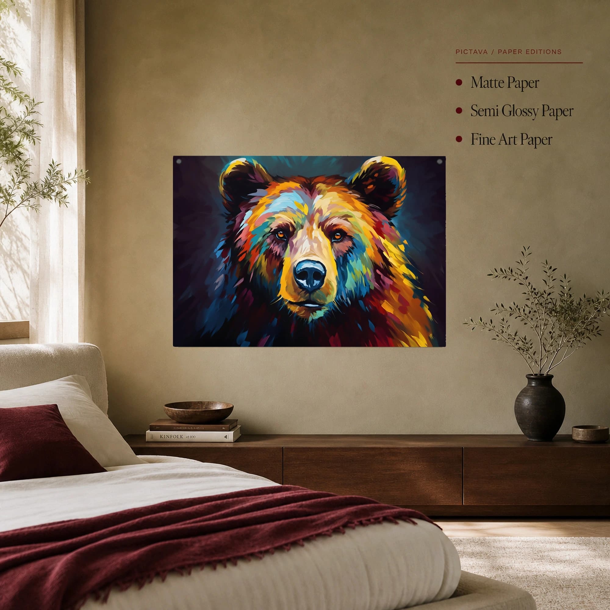 Prismatic Grizzly Bear Impasto Canvas Print, view 7
