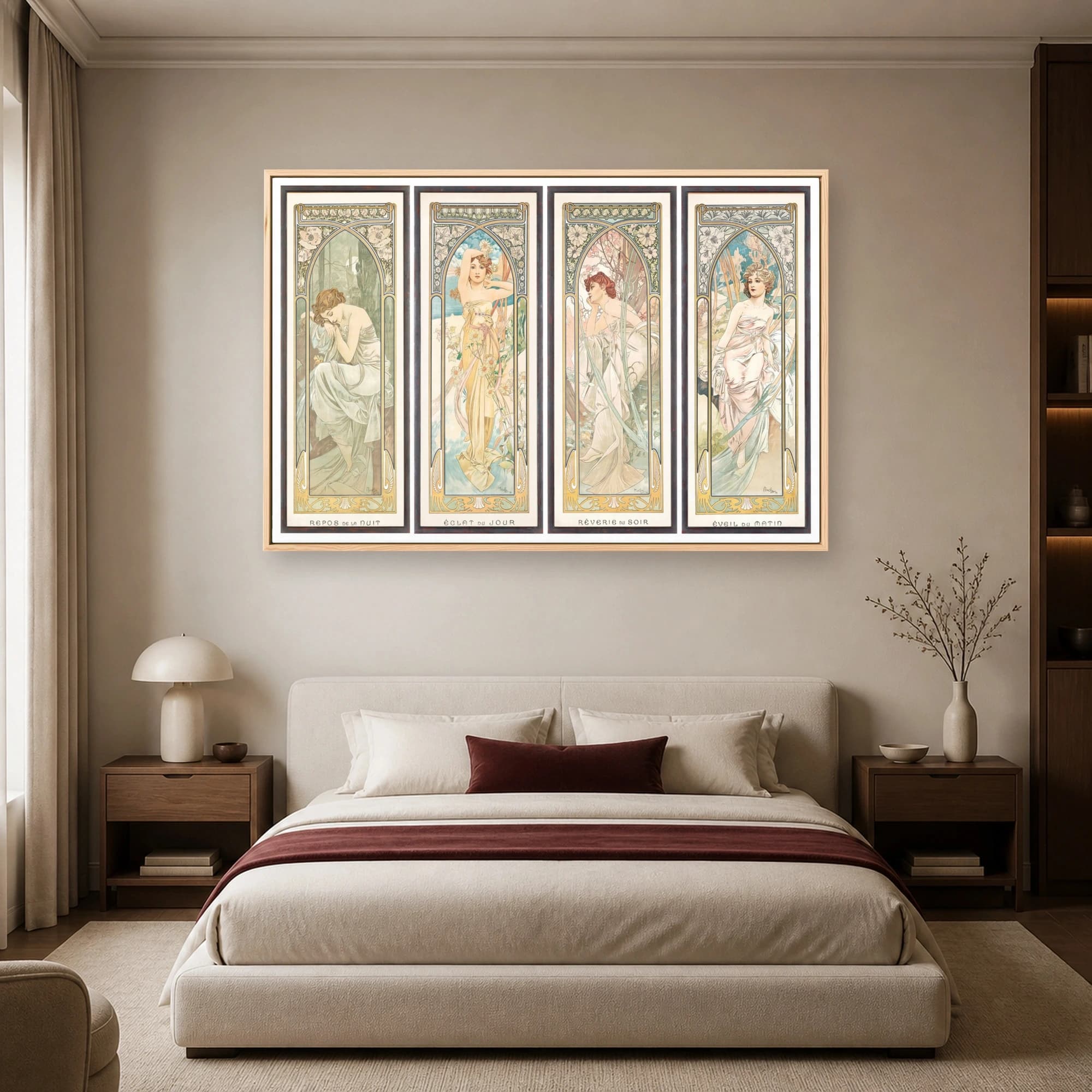 Alphonse Mucha The Times of the Day Art Nouveau Quadriptych Print, view 6