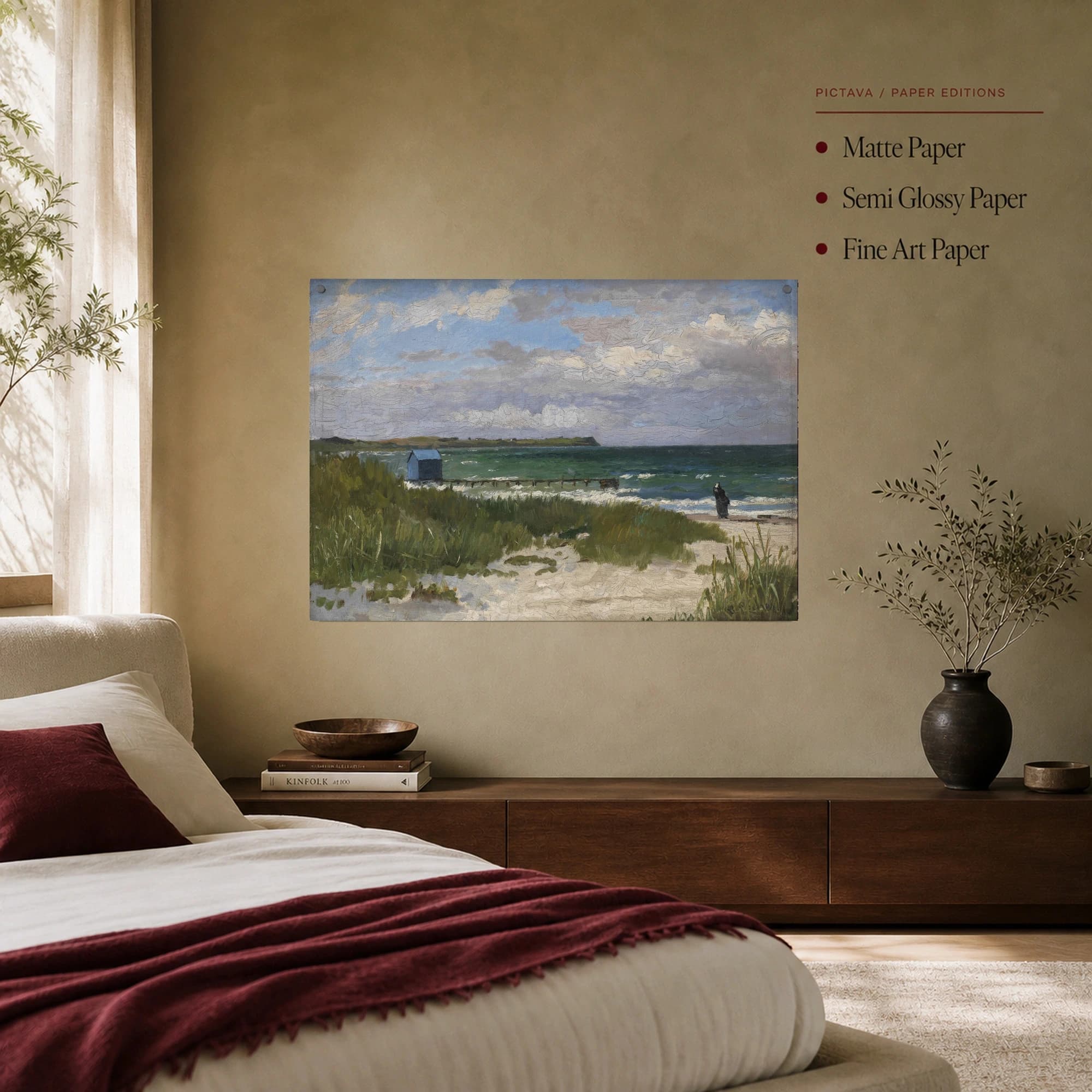 Coastal Shore with Blue Beach Hut Fine Art Canvas Print, view 7