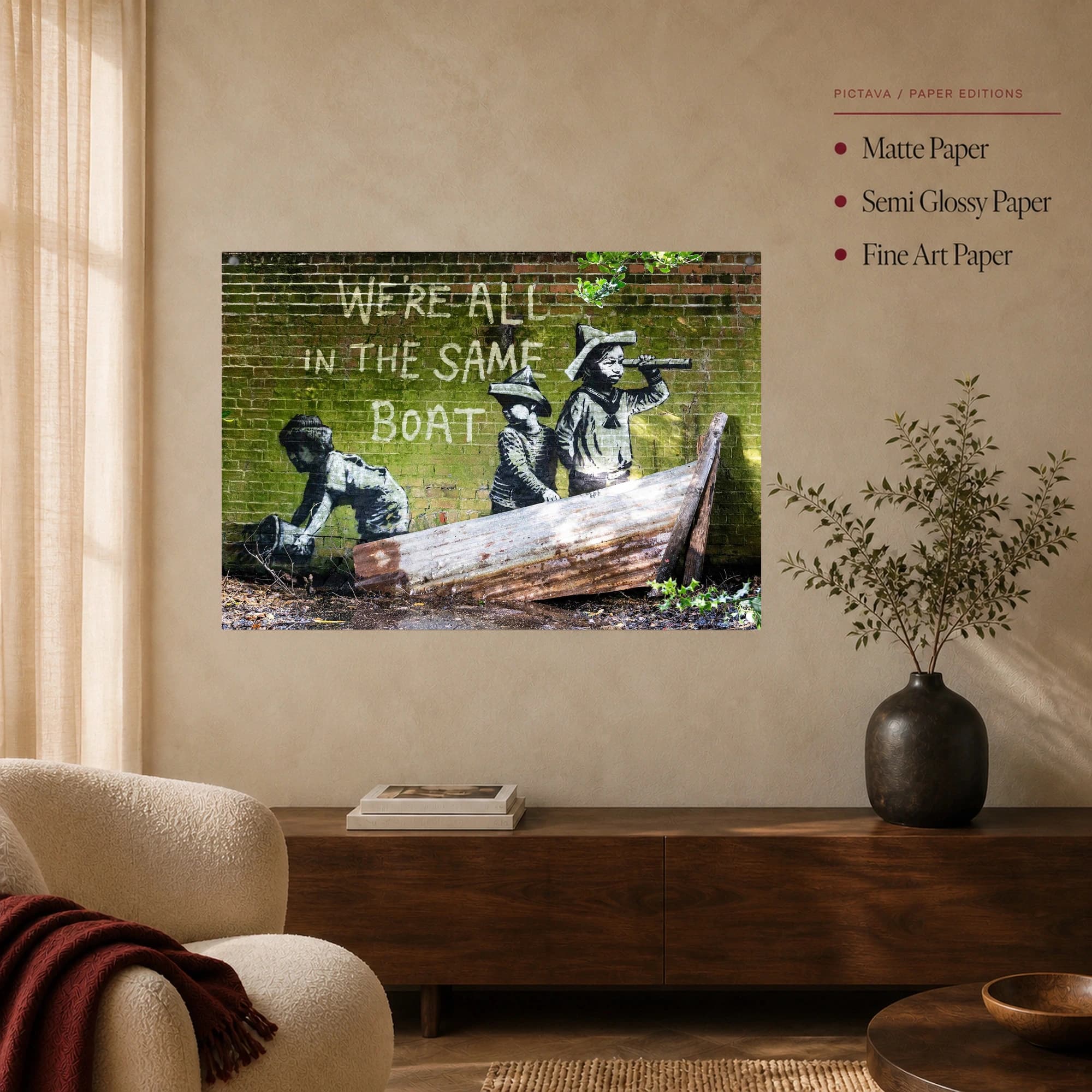 We're All in the Same Boat Street Art Canvas Print, view 4
