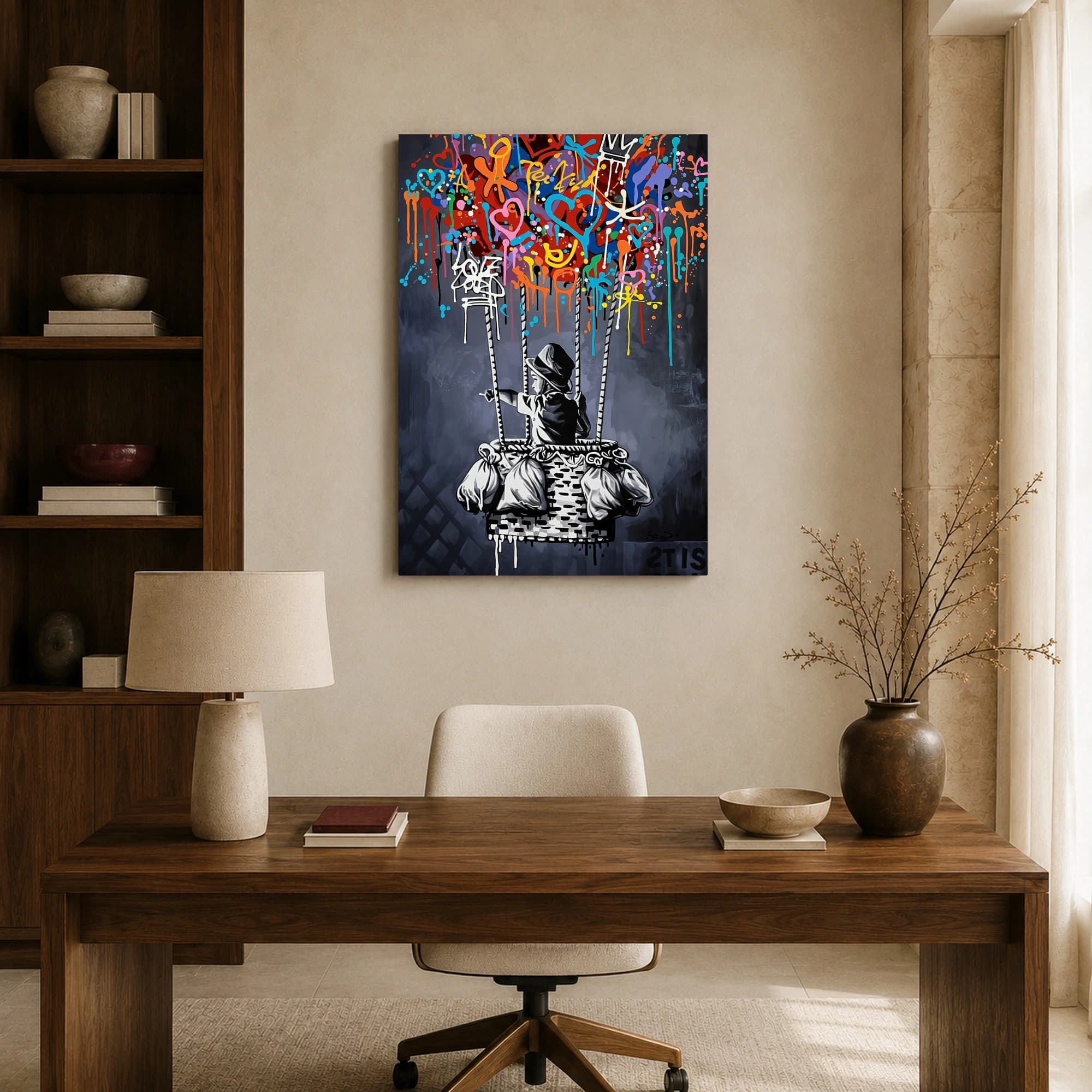 Banksy Style Balloon Boy Graffiti Wall Art Canvas, view 8