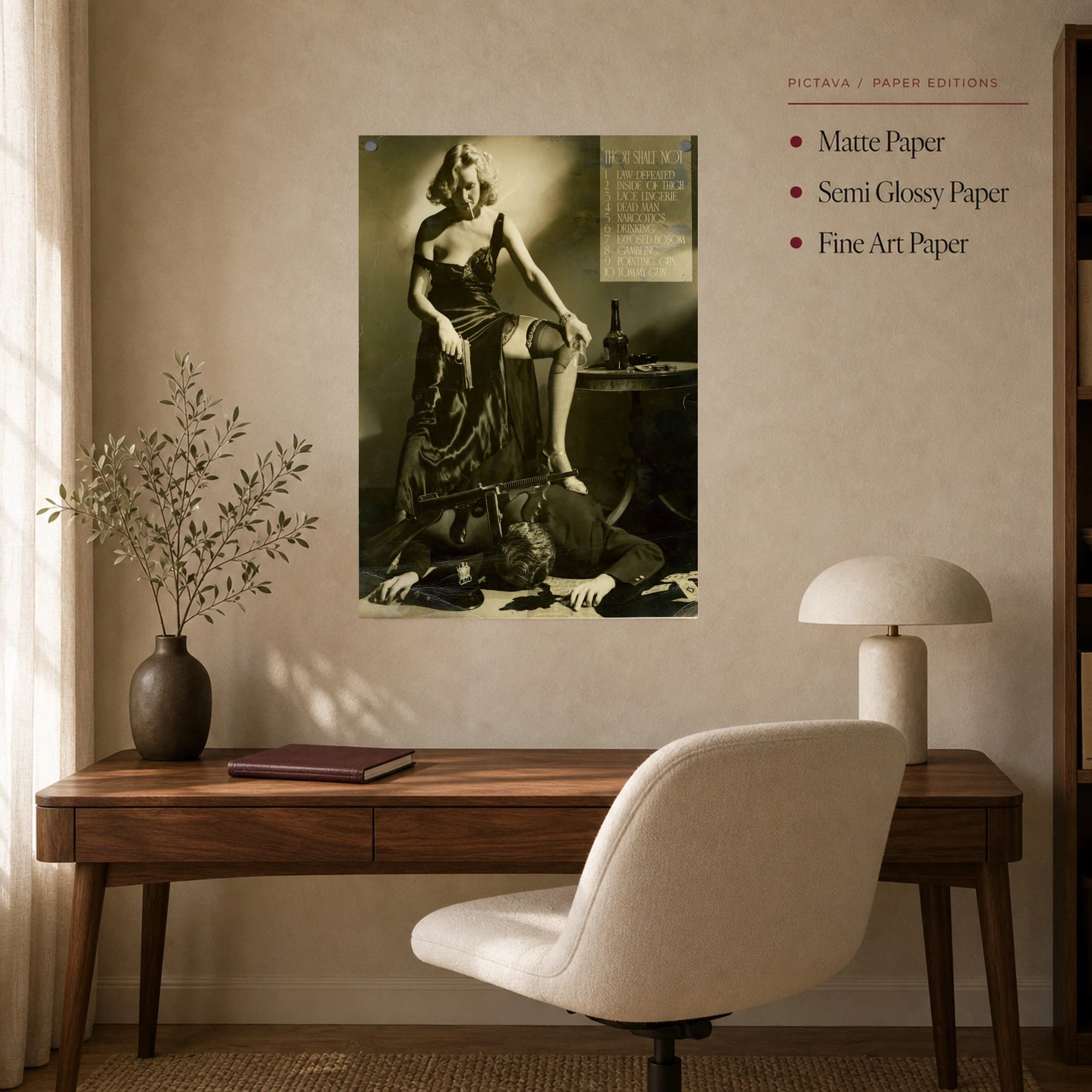 Vintage Film Noir Gangster Femme Fatale Wall Art, view 8