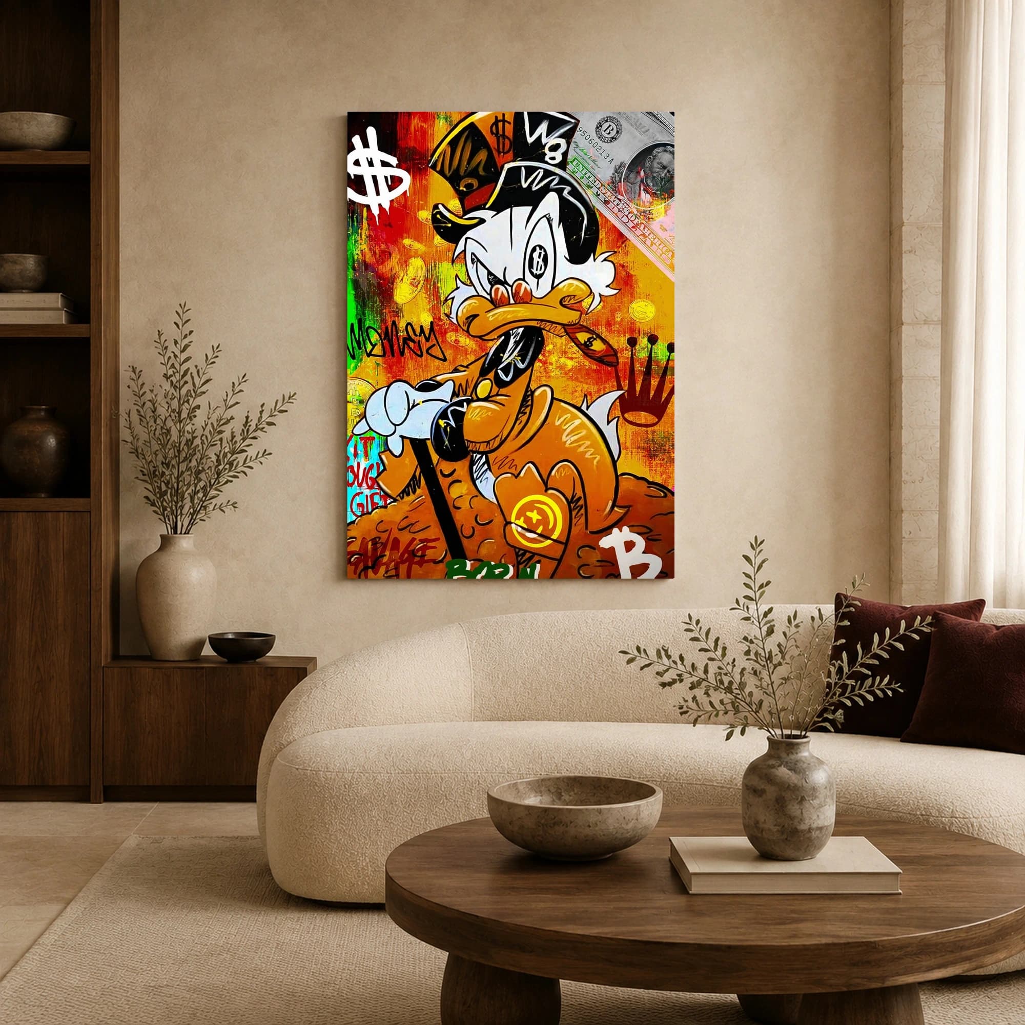 The Wealthy Duck Pop Art Canvas Print, view 3