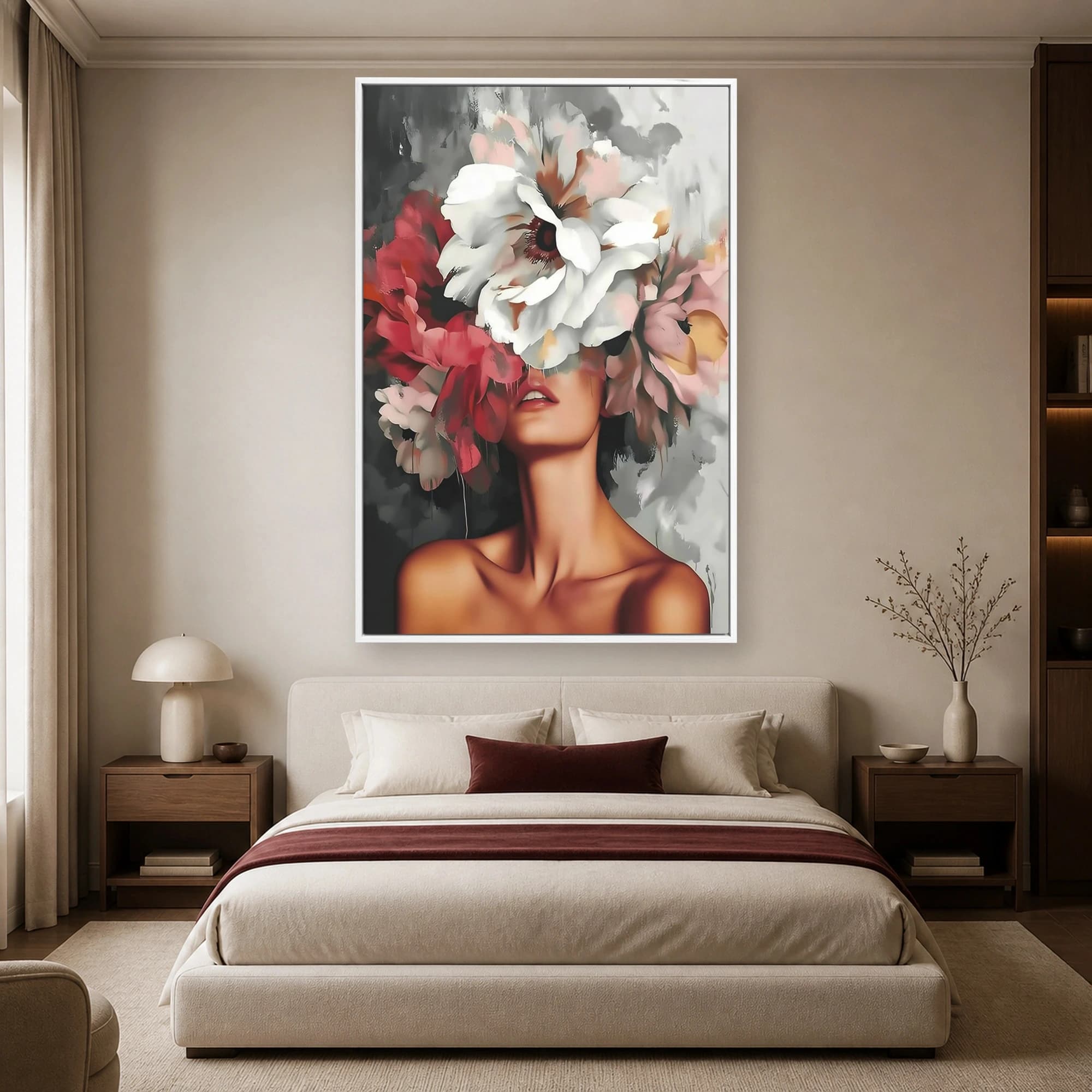 Floral Crown Portrait Surreal Canvas Print, view 4