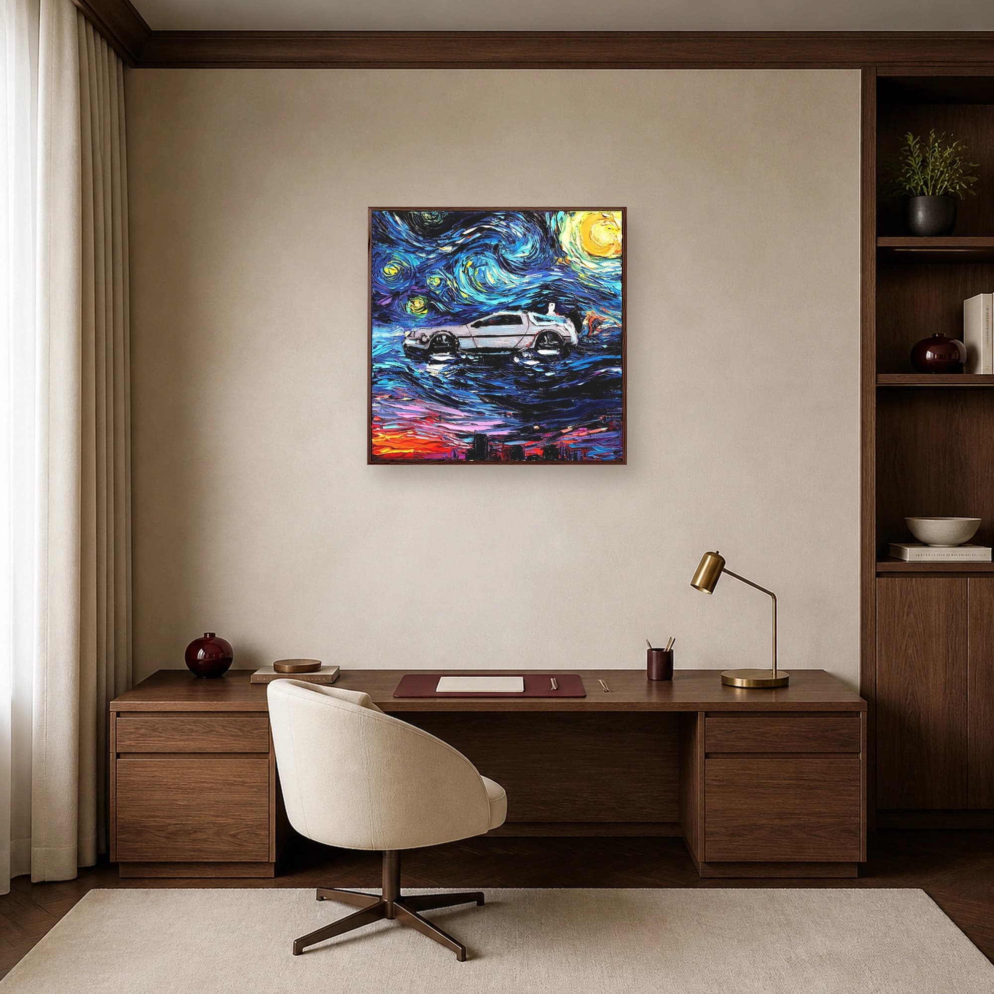 Starry DeLorean Time Machine Canvas Print, view 8