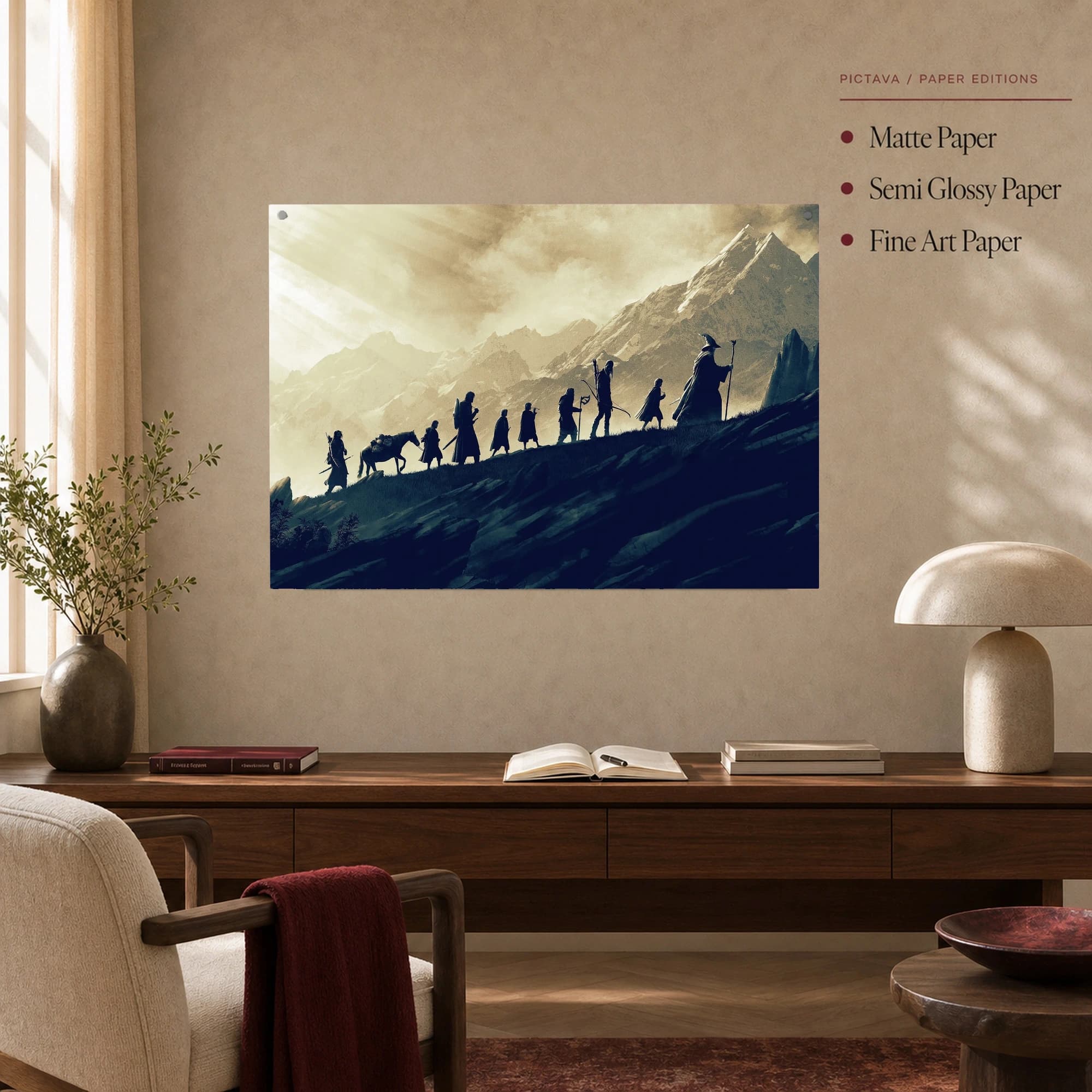Journey of the Fellowship Epic Fantasy Mountain Landscape Wall Art, view 4