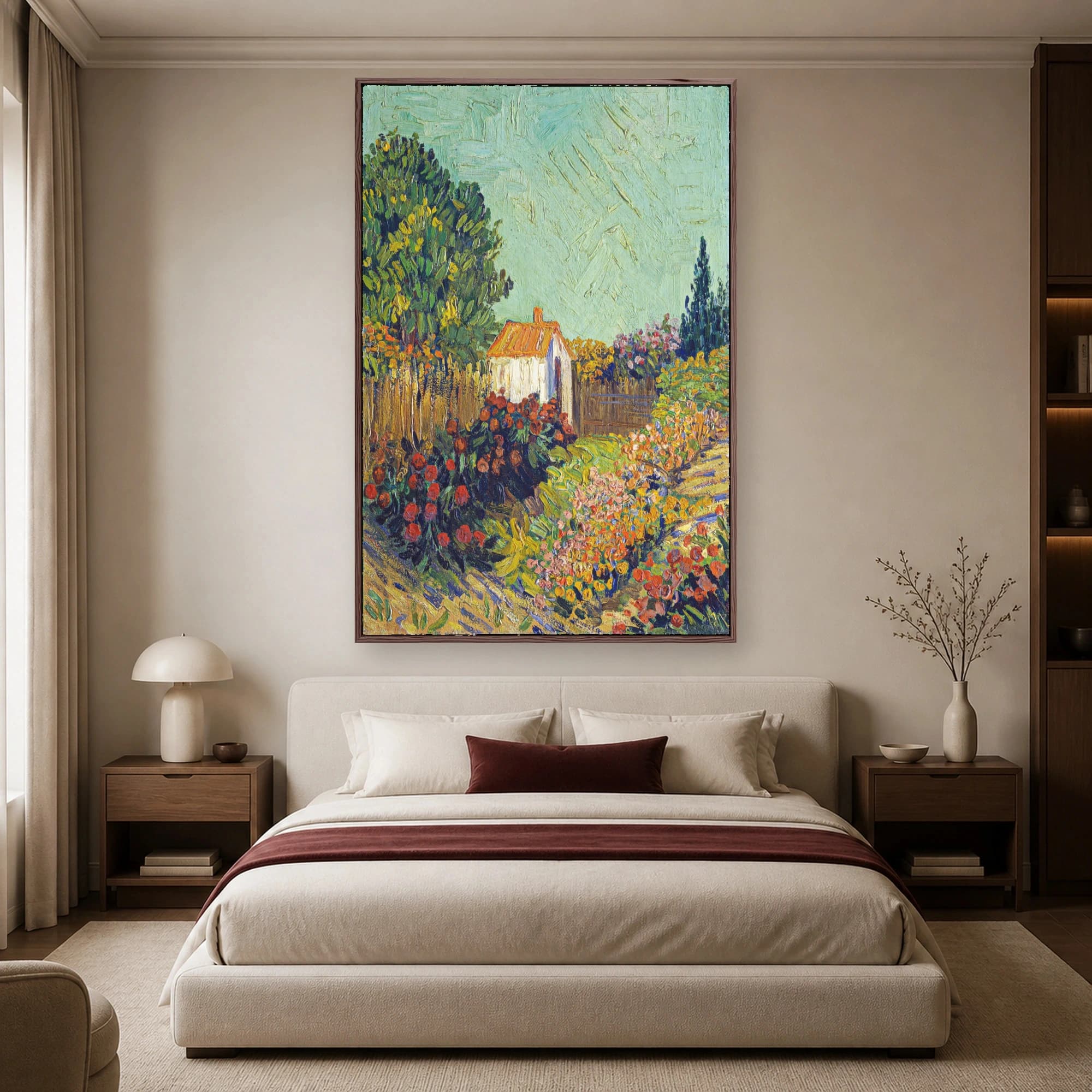 The Cottage Among Flowers Post-Impressionist Landscape Canvas Art, view 4