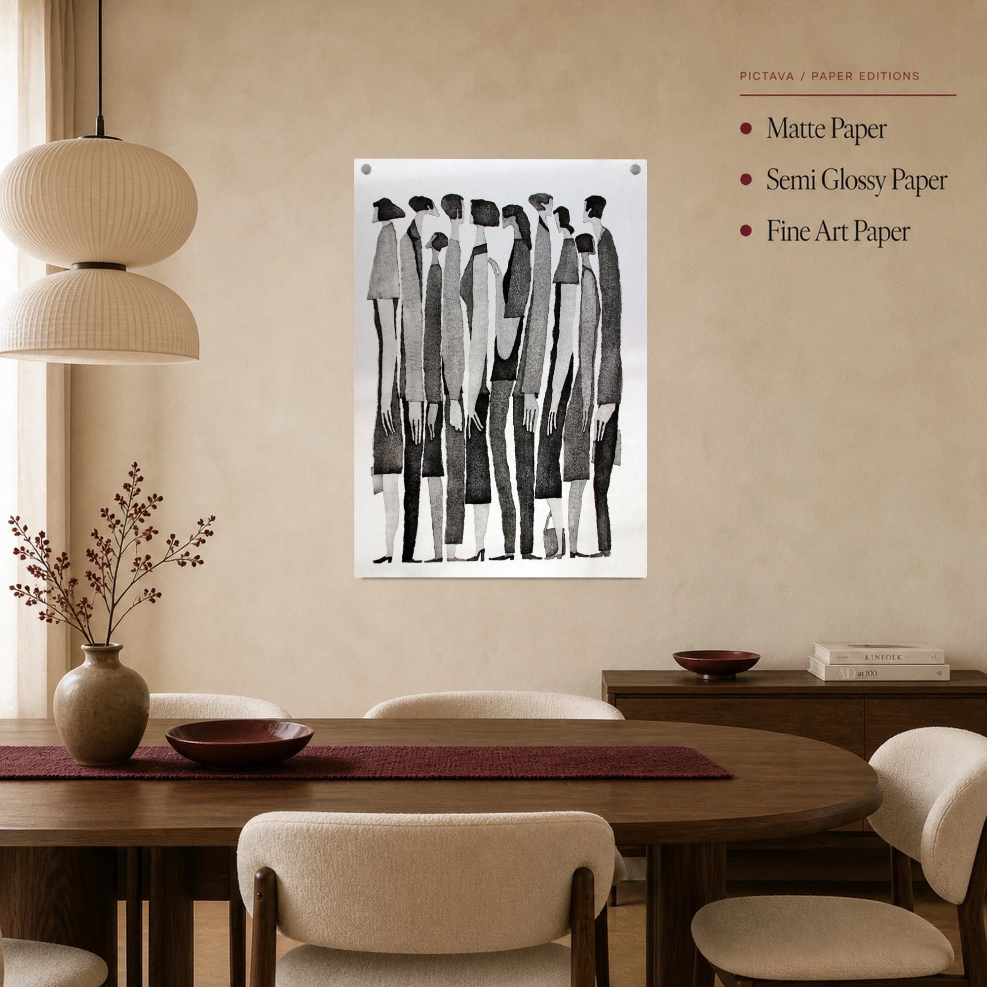 Minimalist Crowd Lineup Monochrome Wall Art Print, view 3