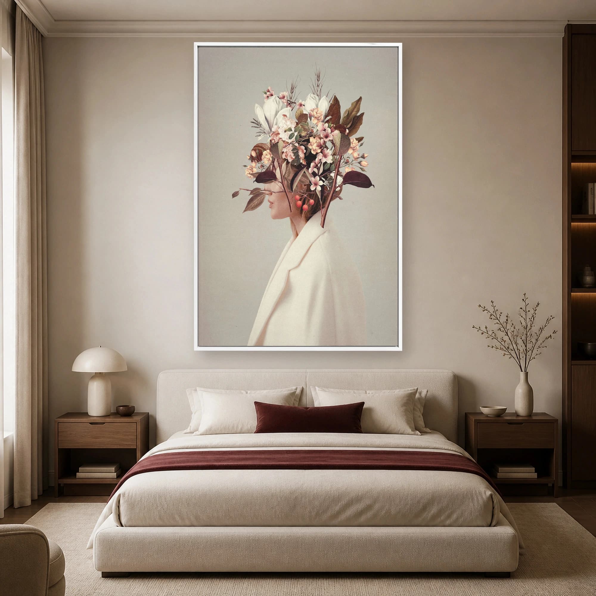Floral Mind Surreal Botanical Portrait Canvas Print, view 4