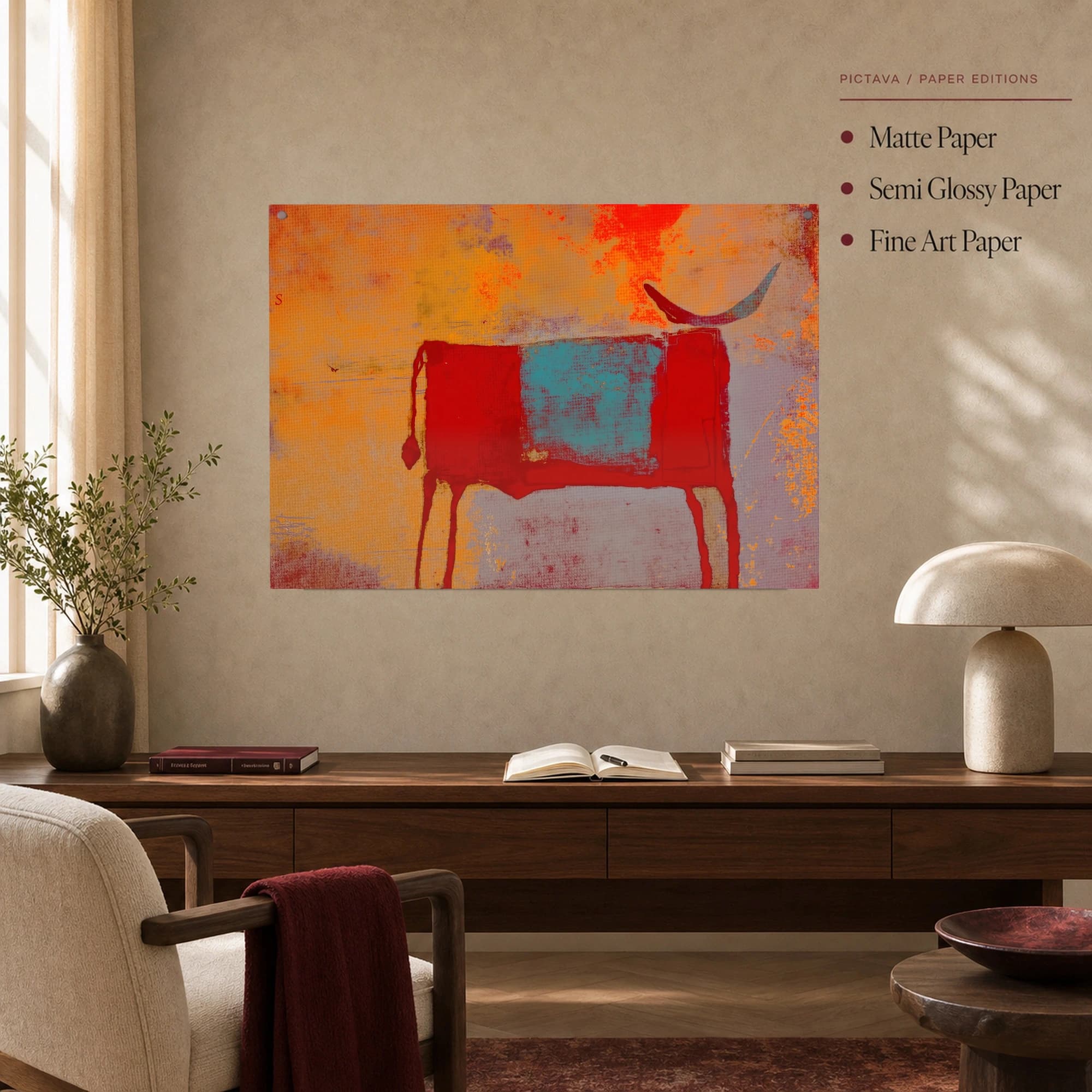 Abstract Red Bull Canvas Art Print, view 7