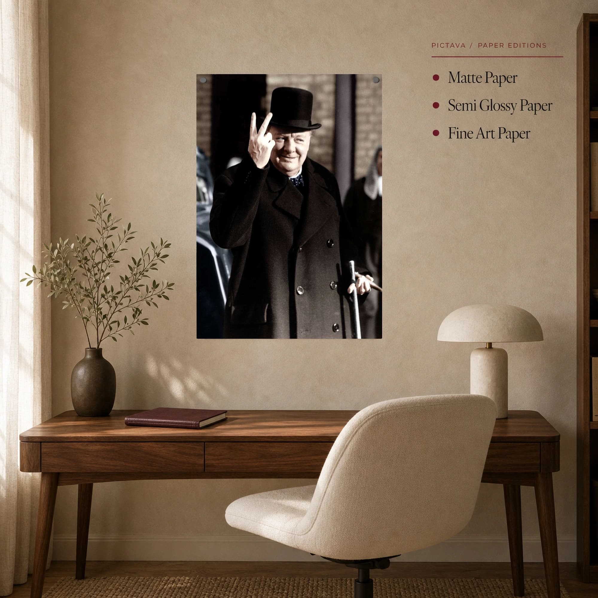 Winston Churchill Victory Salute Historic Portrait Art, view 7
