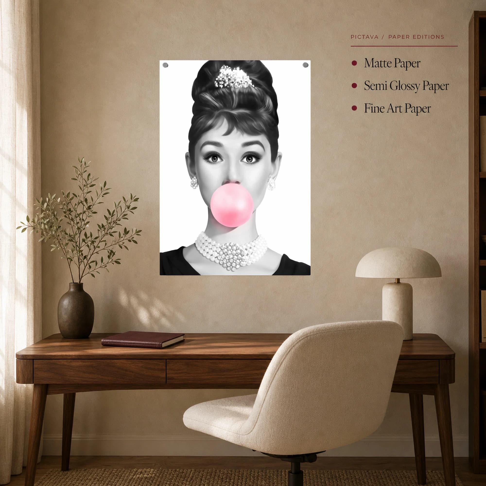 Audrey Hepburn Bubblegum Wall Art Print - Pop Art Canvas, view 8