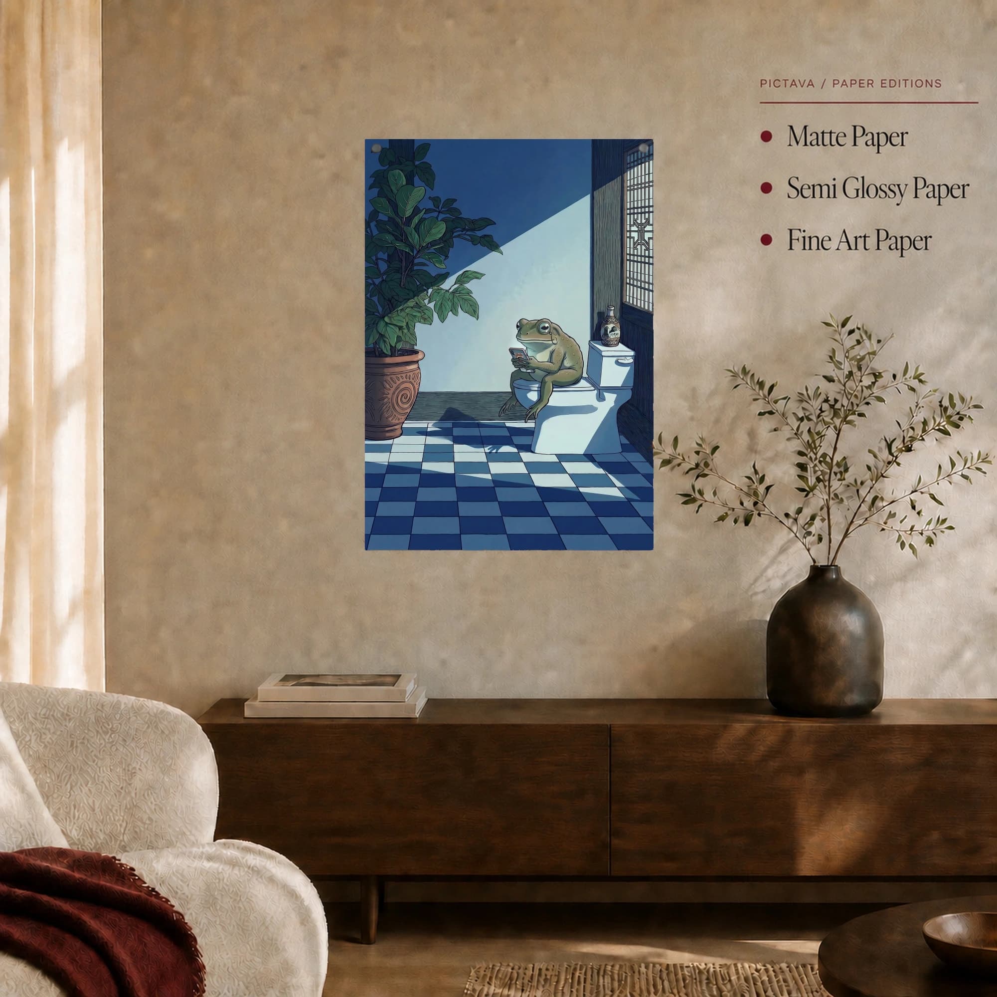Funny Frog on Toilet Wall Art Print, view 6
