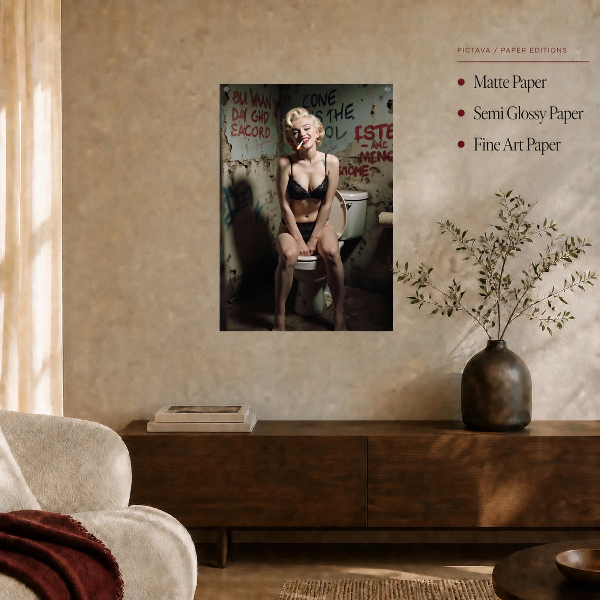 Subversive Marilyn Graffiti Bathroom Wall Art Canvas, view 5