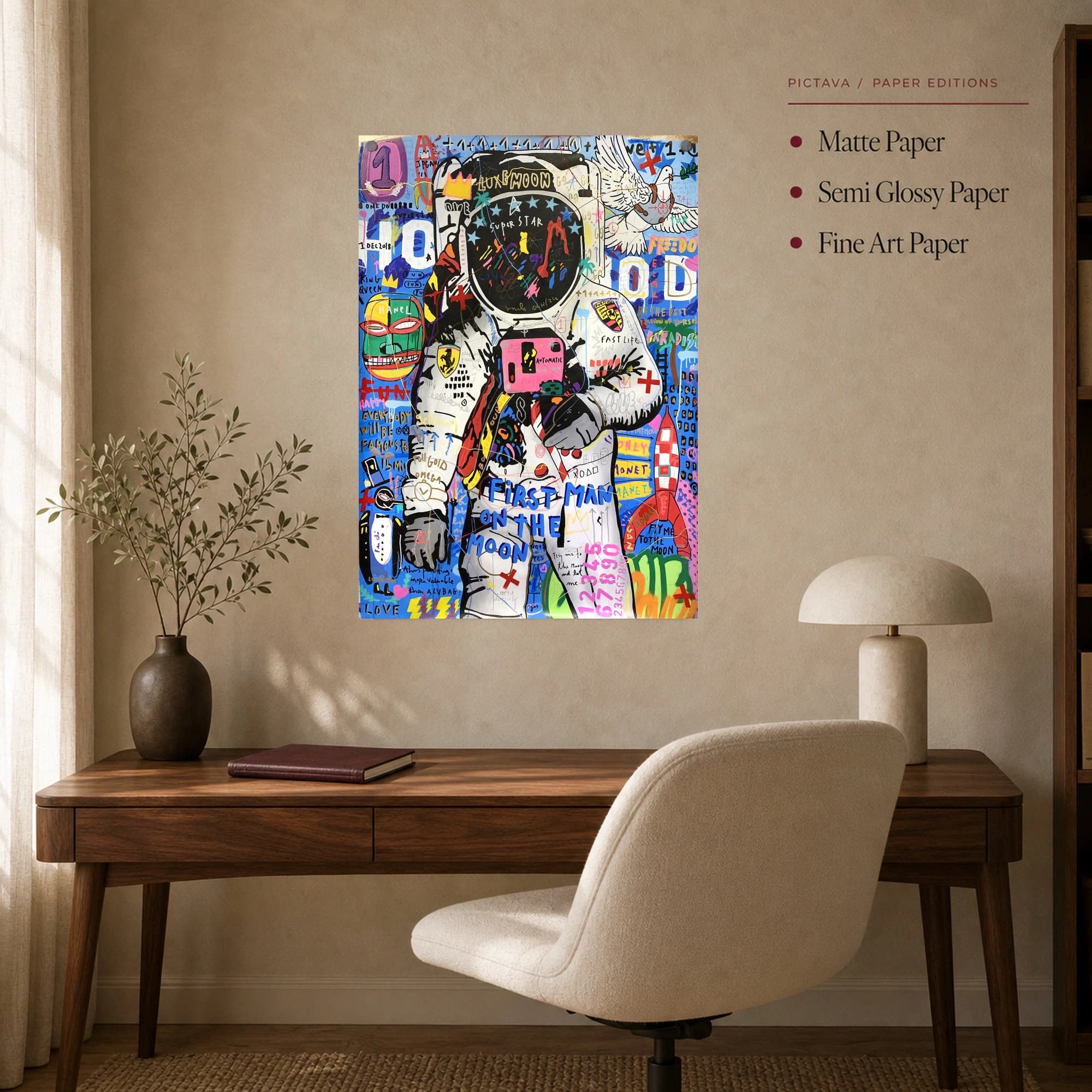 First Man On The Moon Astronaut Pop Art Canvas Print, view 7