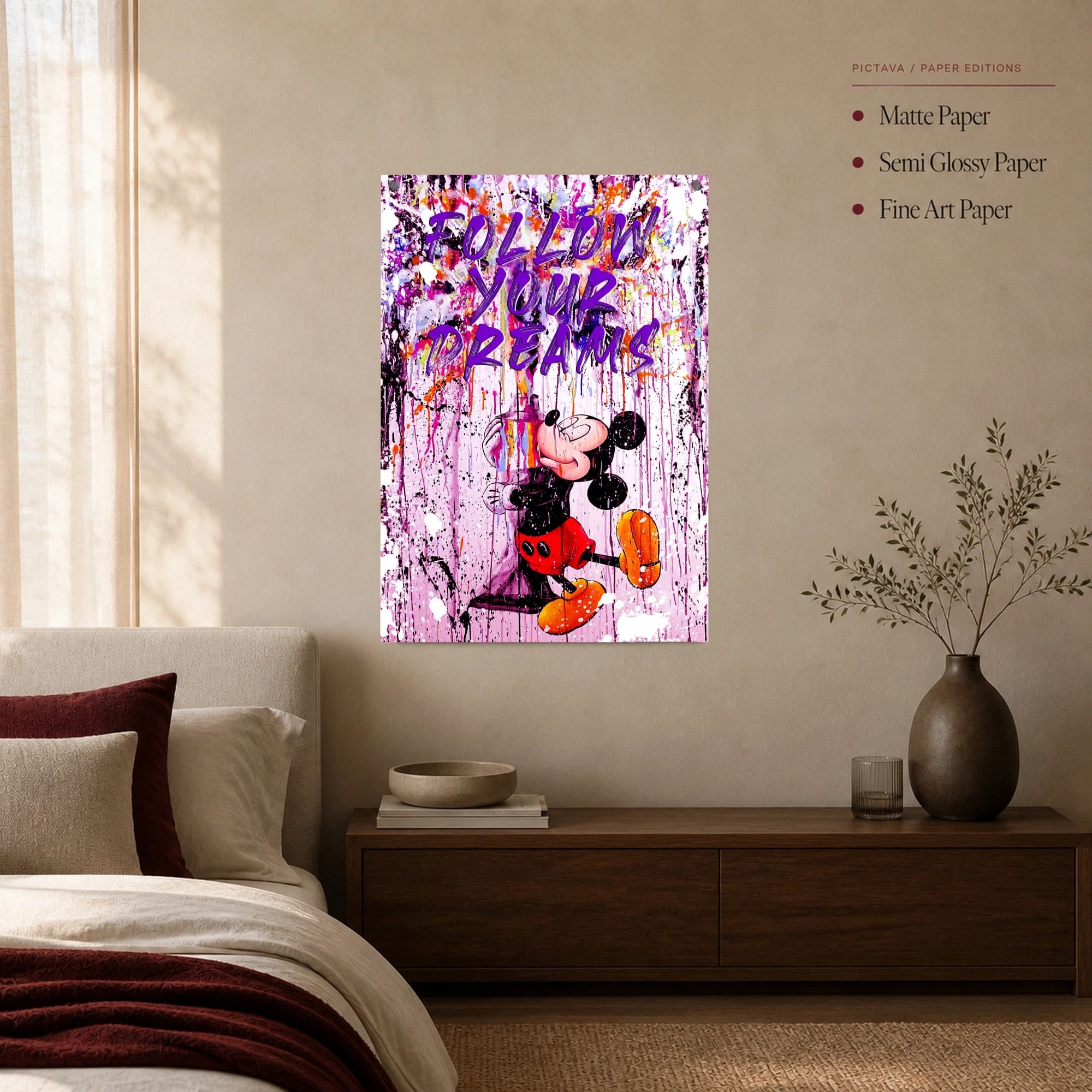Follow Your Dreams Mickey Mouse Street Art Canvas Print, view 3