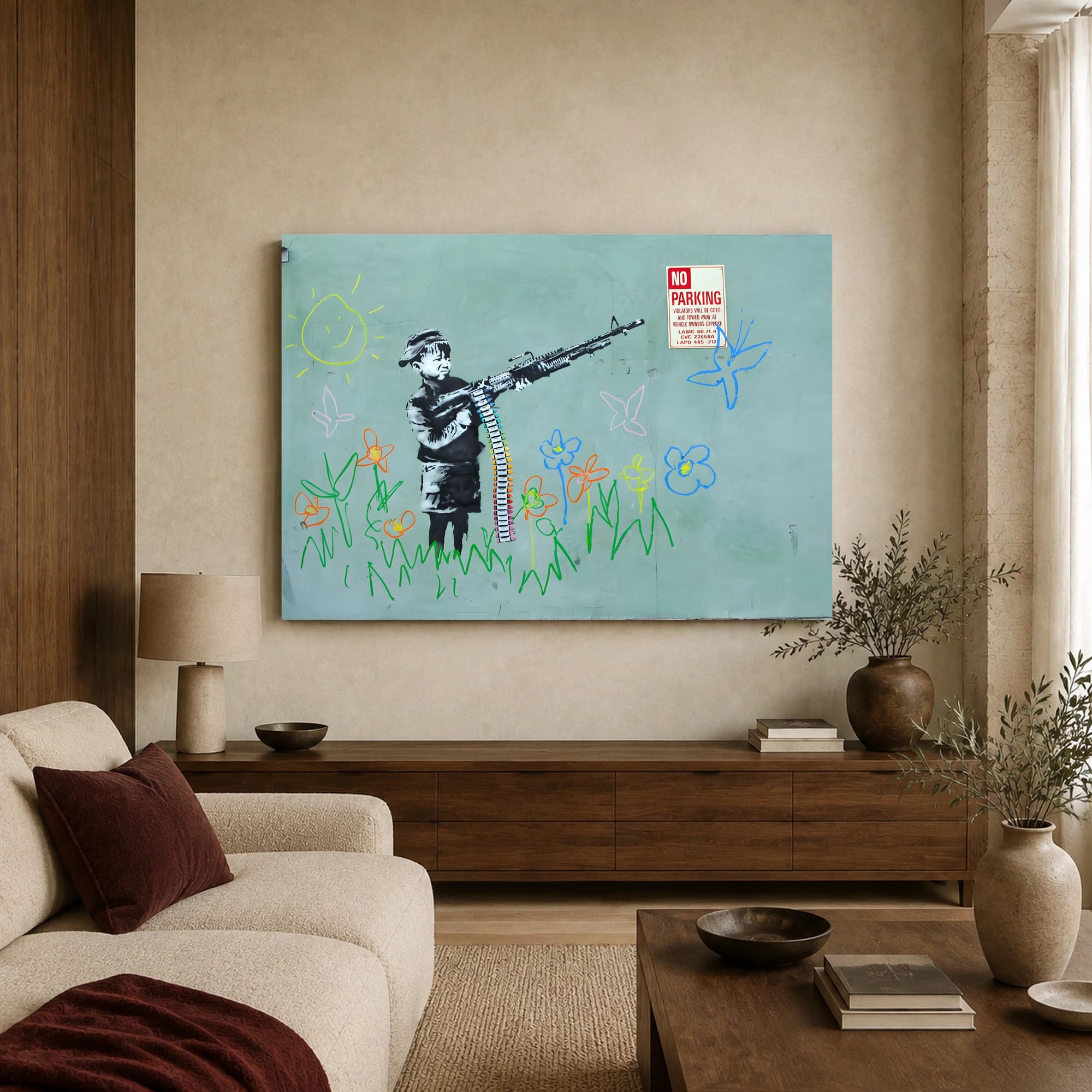 Child Soldier with Crayon Belt Street Art Canvas, view 2
