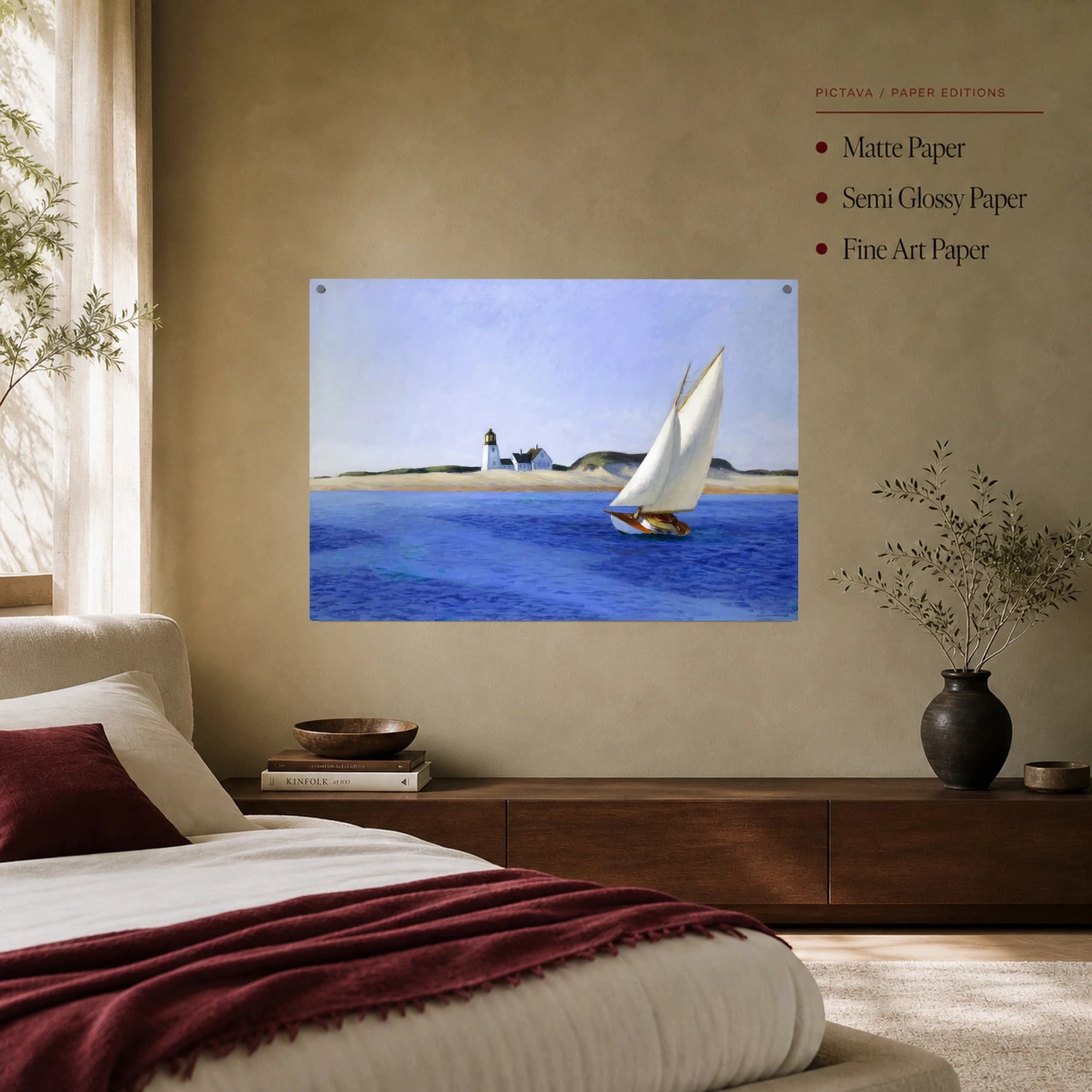 The Lighthouse at Two Lights Coastal Sailboat Fine Art Print, view 7