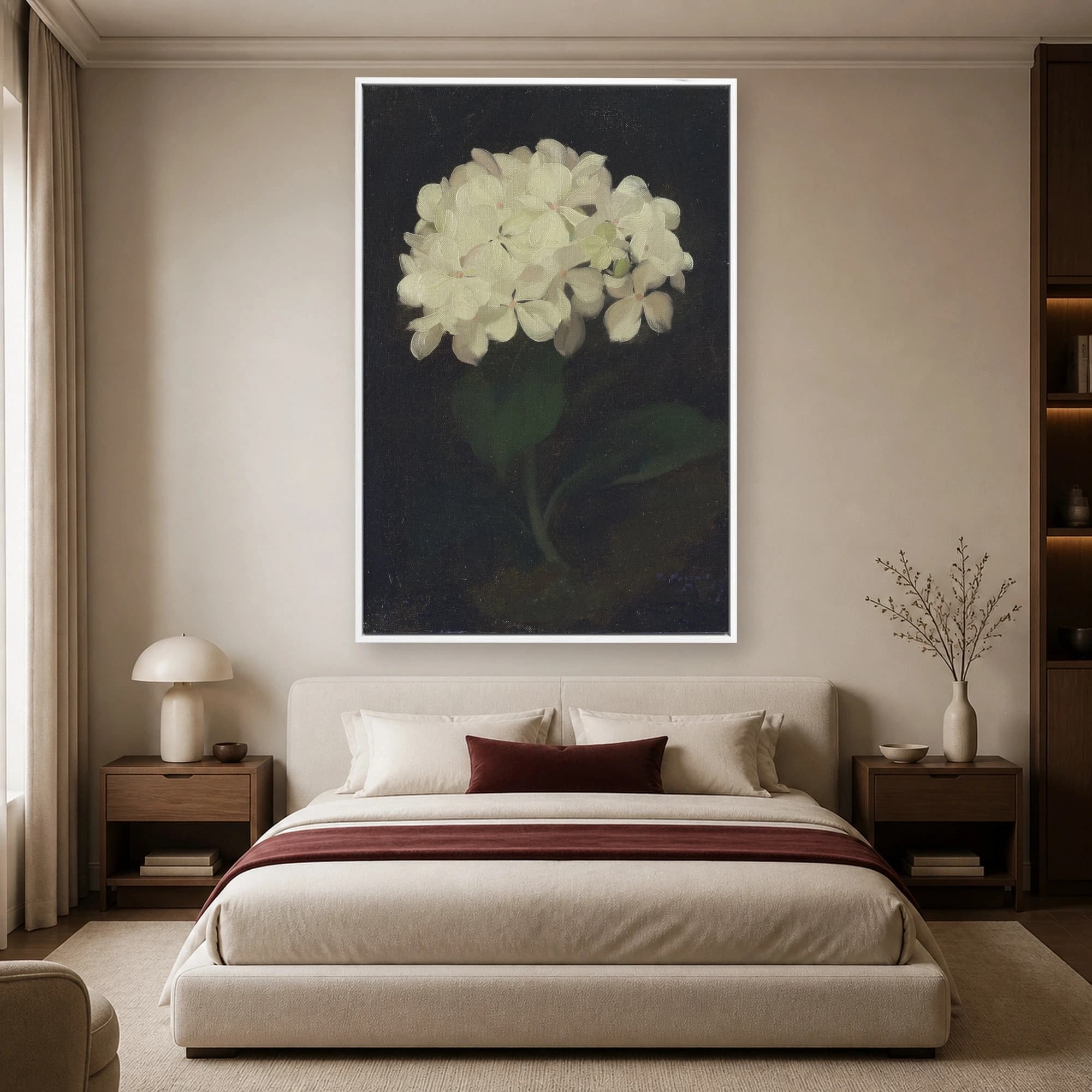 Vintage White Hydrangea Botanical Fine Art Print, view 2