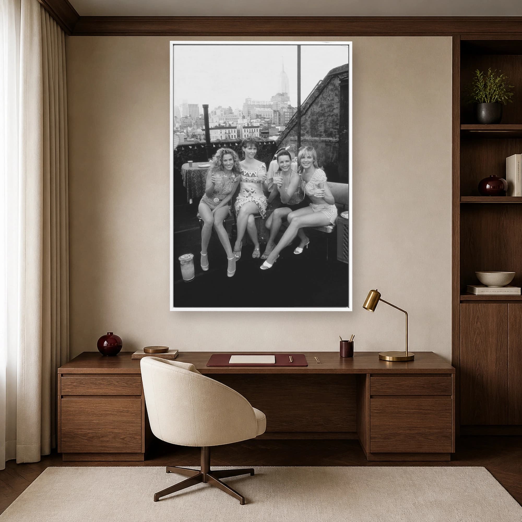 Sex and the City Rooftop Toast Black and White Art Print, view 4