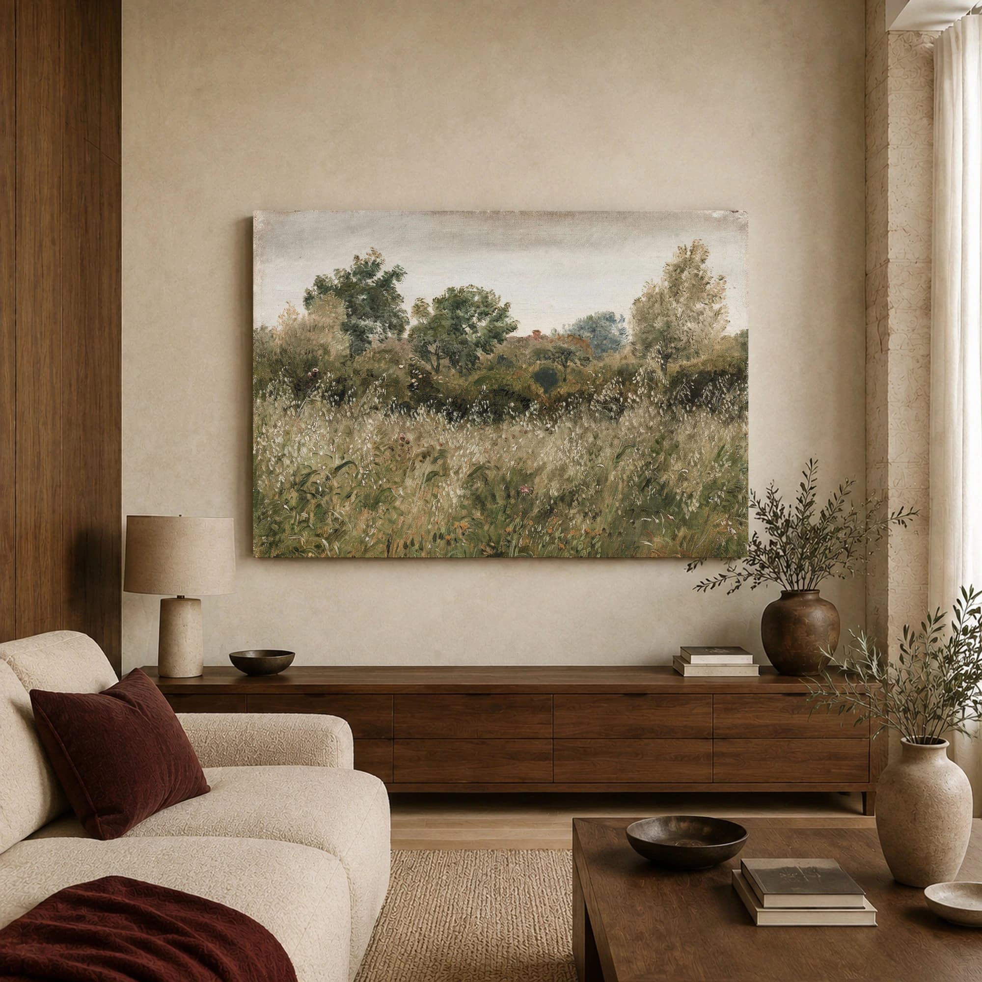Impressionistic Meadow Landscape Canvas Print, view 3