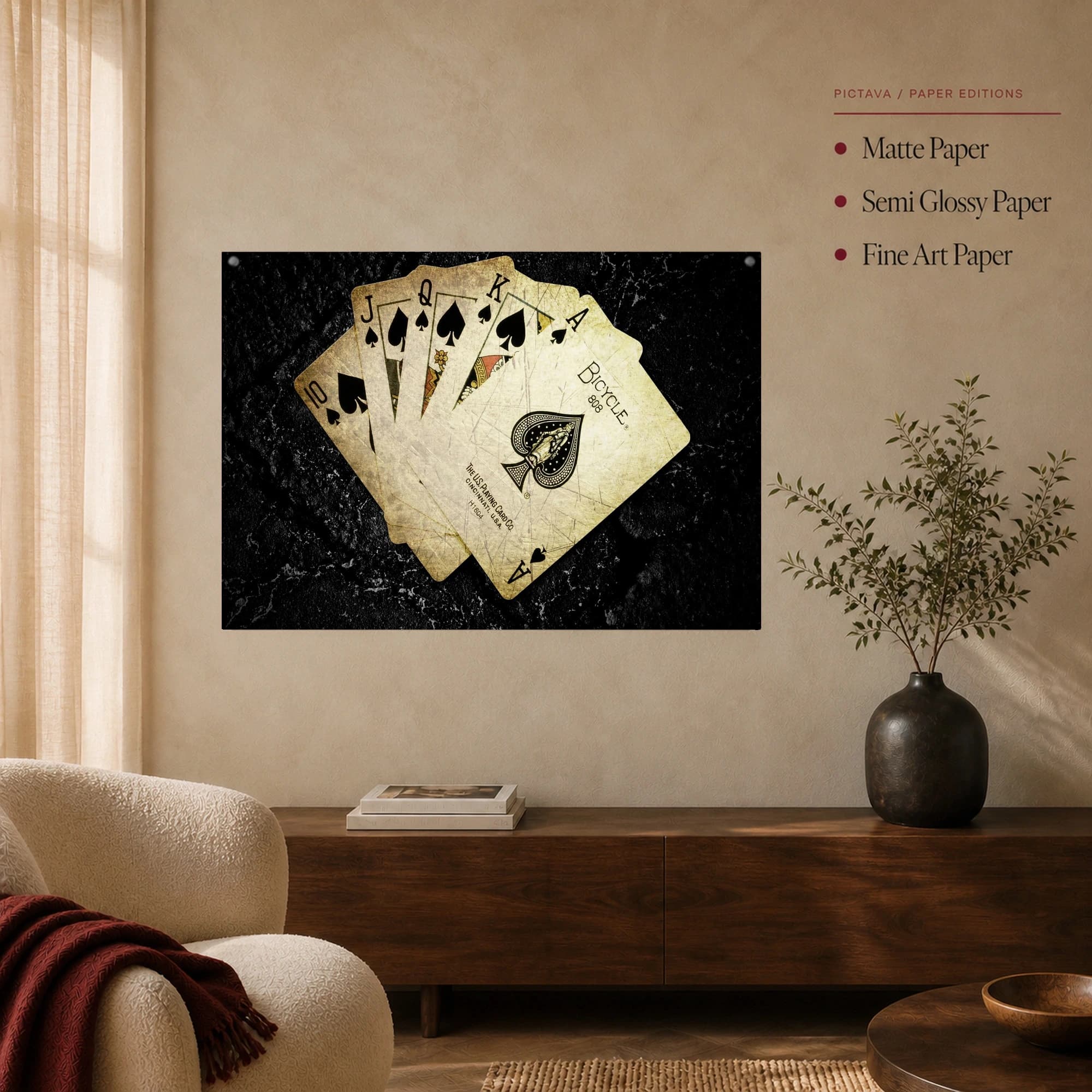 Vintage Royal Flush Spades Playing Cards Art, view 5