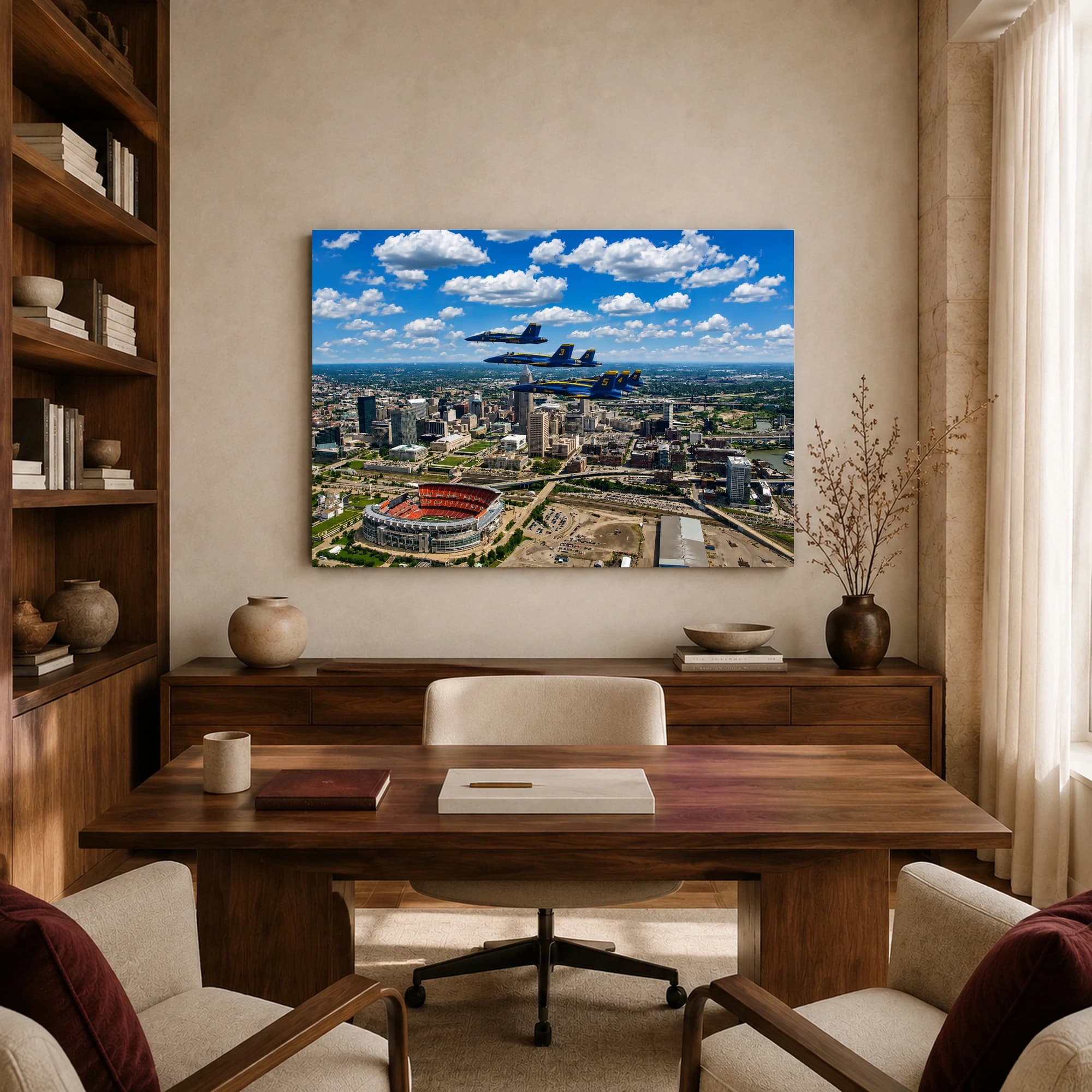 Blue Angels Flyover Cincinnati Skyline Canvas Print, view 8