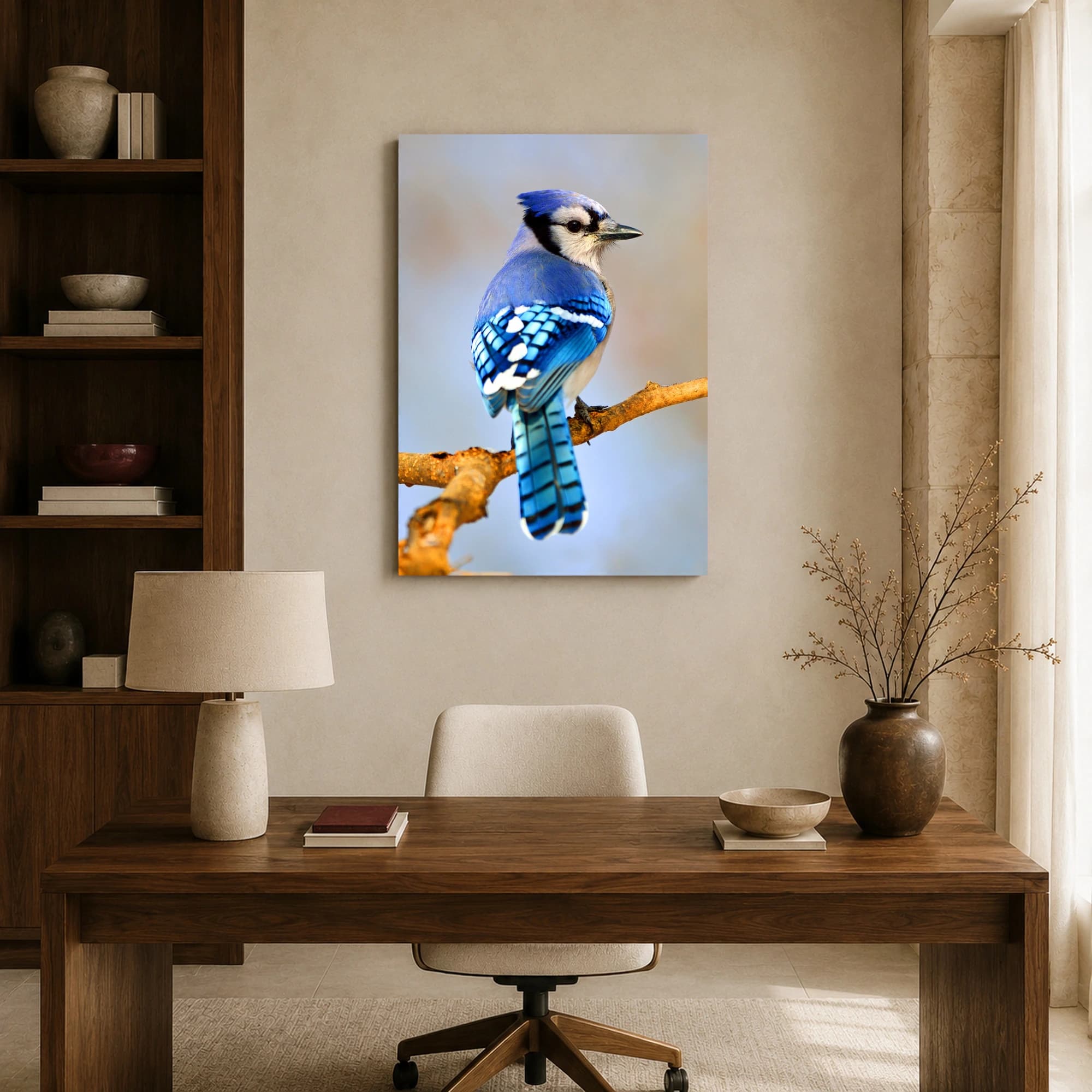 Vibrant Blue Jay Bird Wildlife Photography Wall Art, view 8