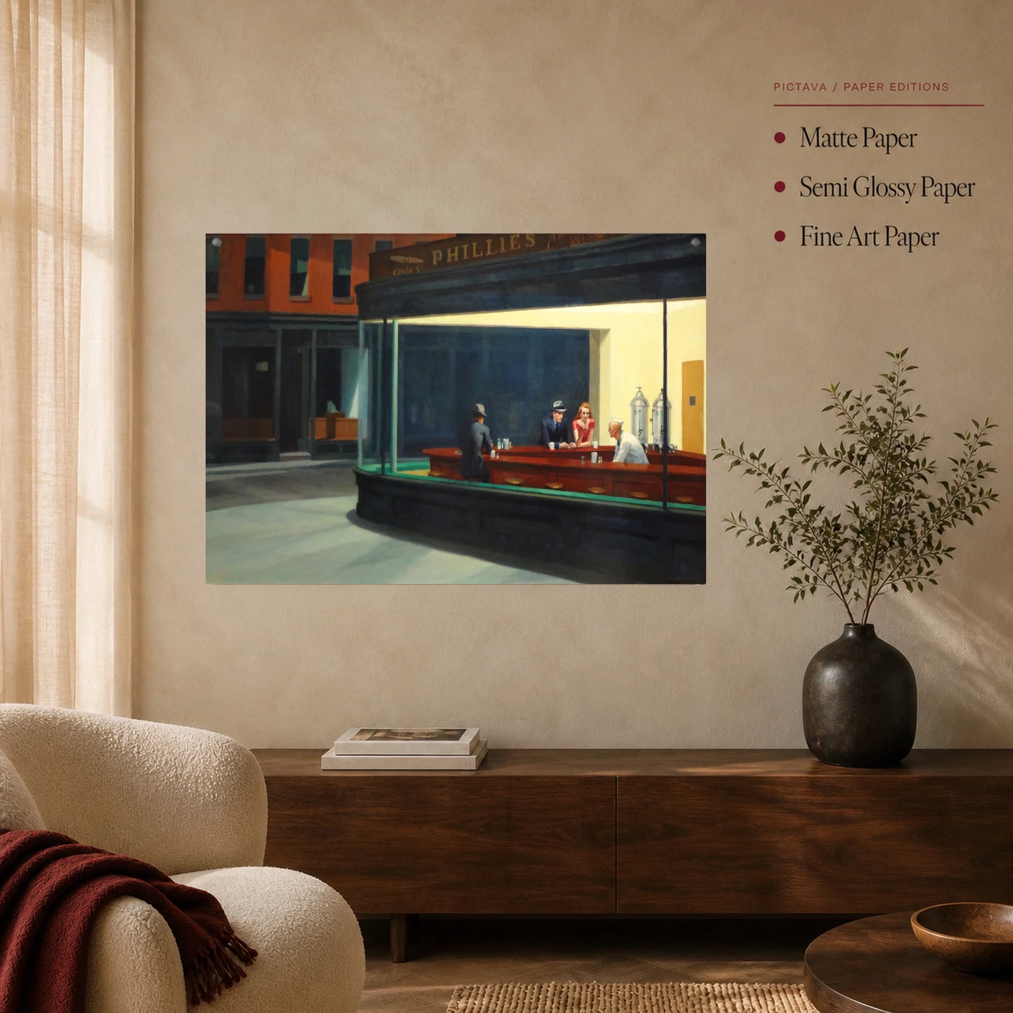 Nighthawks Canvas Print Edward Hopper Diner Wall Art, view 4
