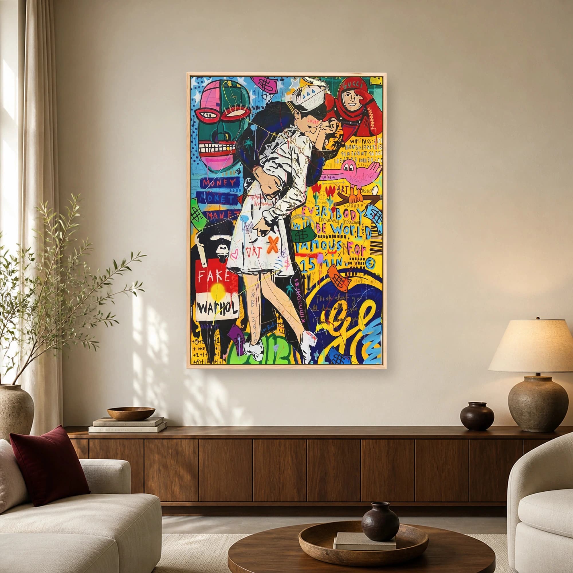 Neo-Pop V-J Day Street Art Kiss Canvas Print, view 3