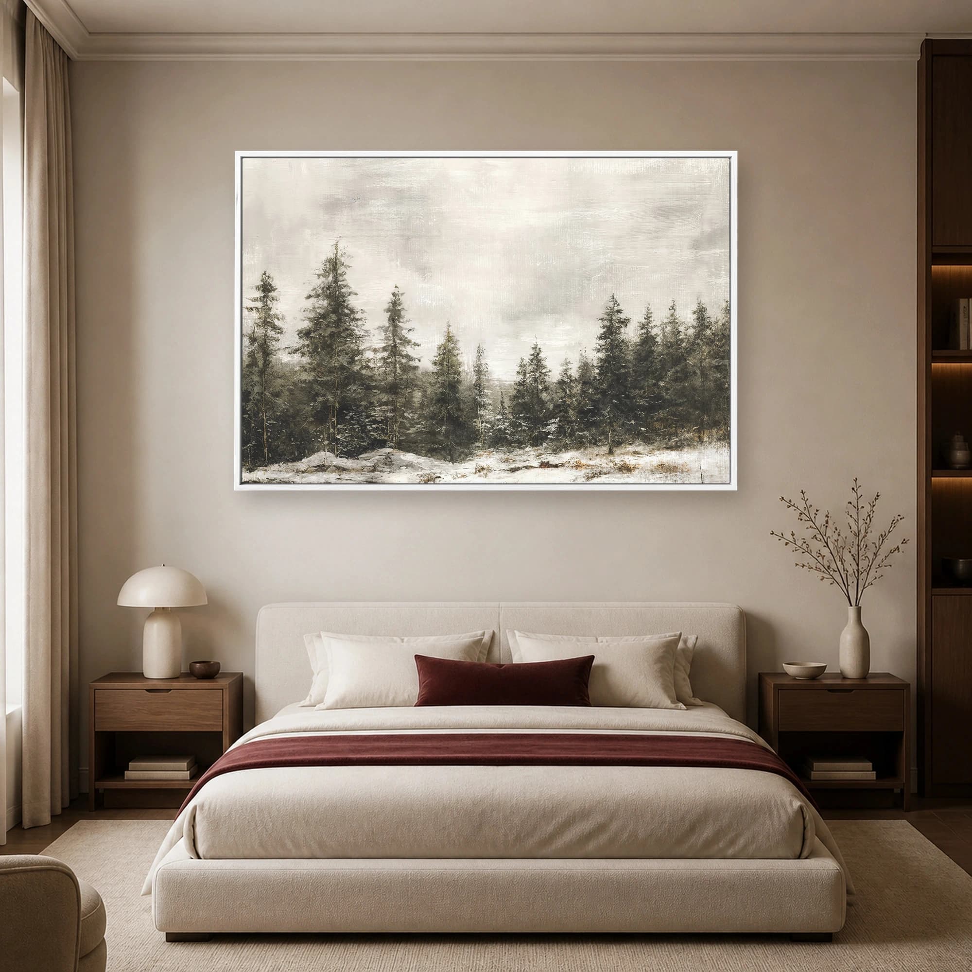 Winter Pine Forest Landscape Canvas Print, view 4