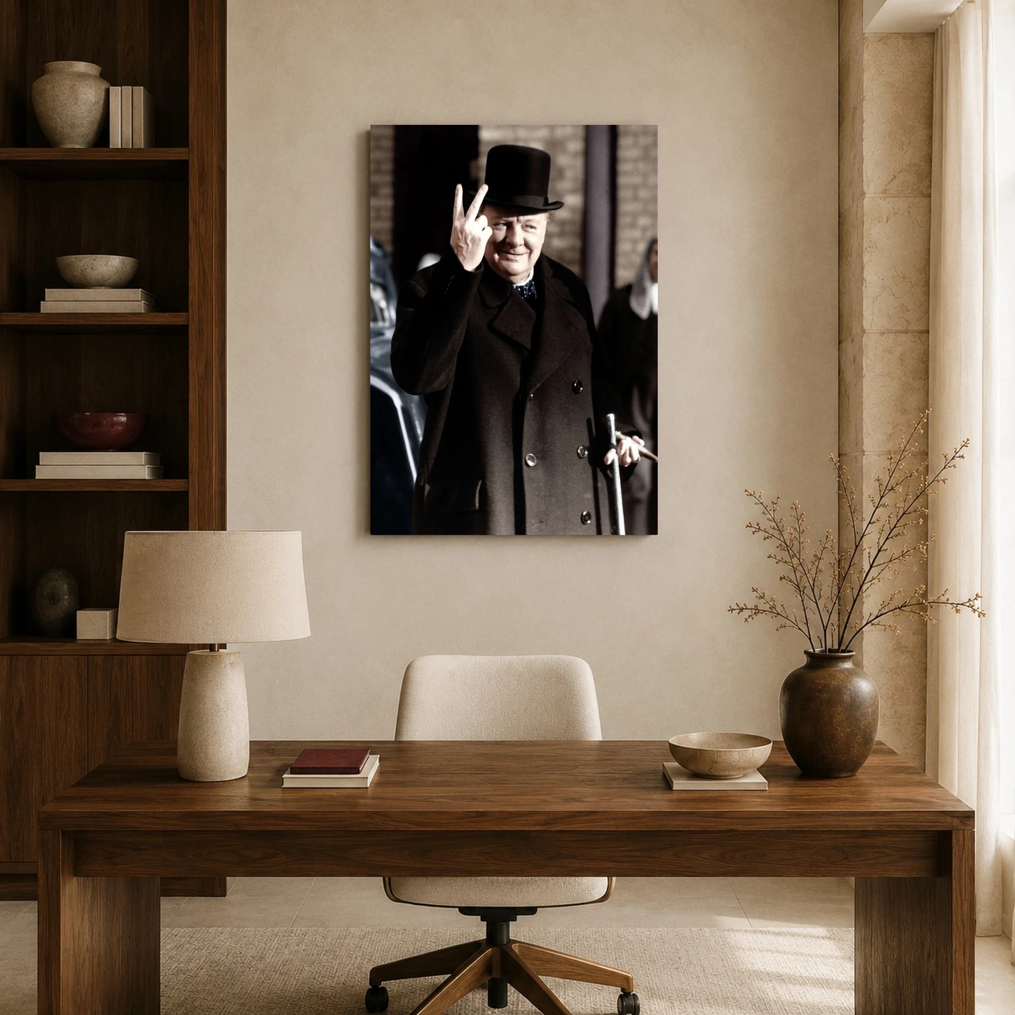 Winston Churchill Victory Salute Historic Portrait Art, view 8