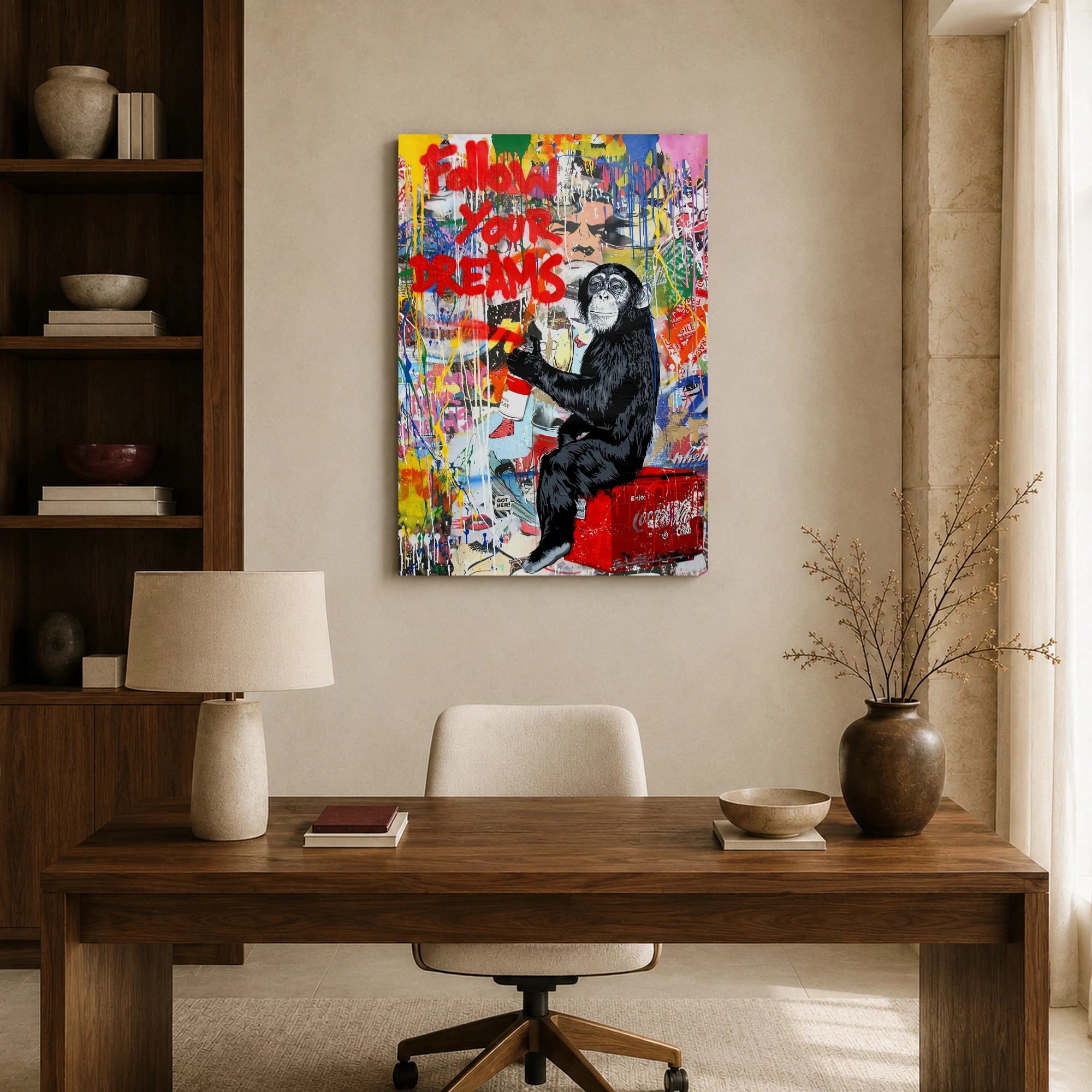 Follow Your Dreams Graffiti Chimp Pop Art Canvas Print, view 8