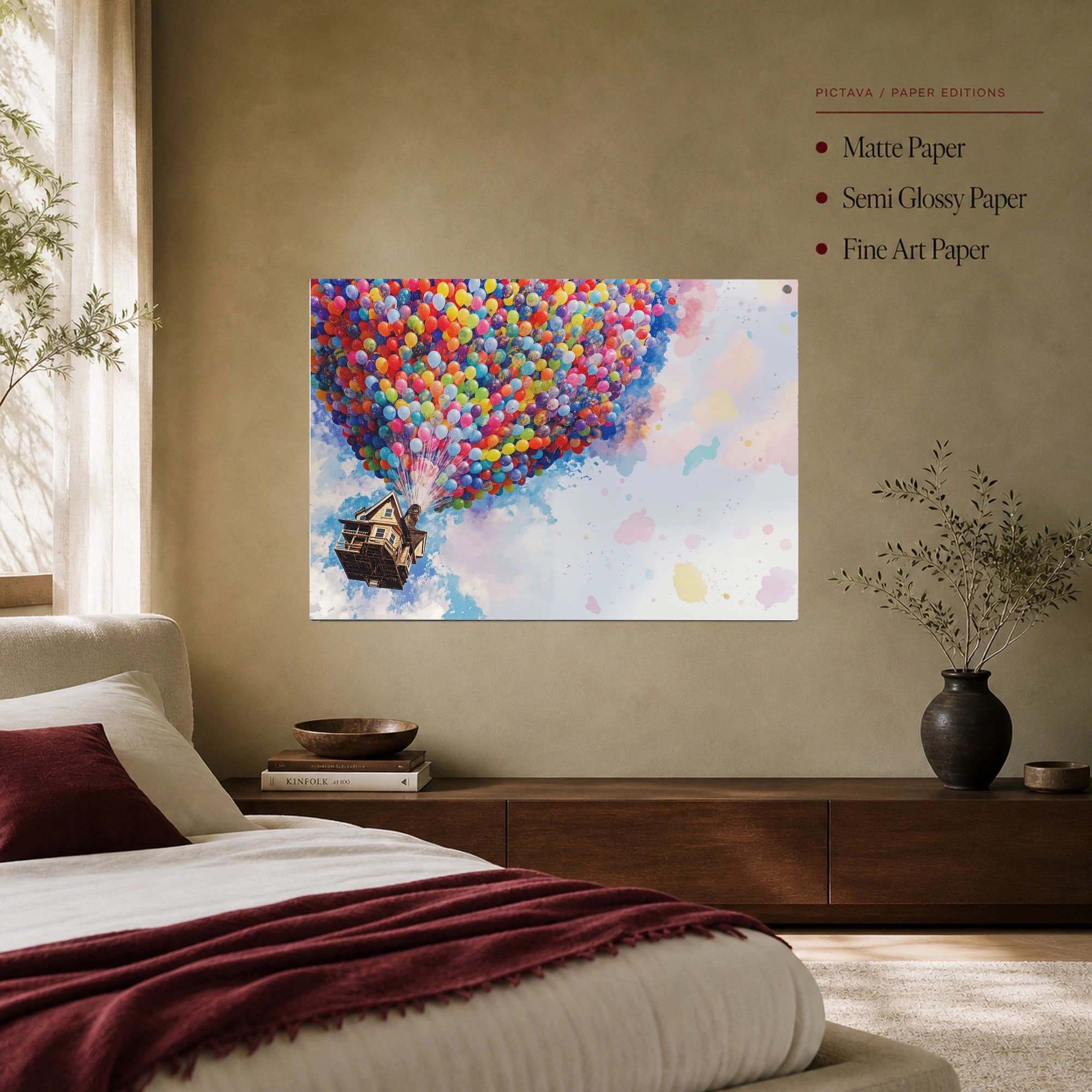 Floating House With Colorful Balloons Canvas Art Print, view 7