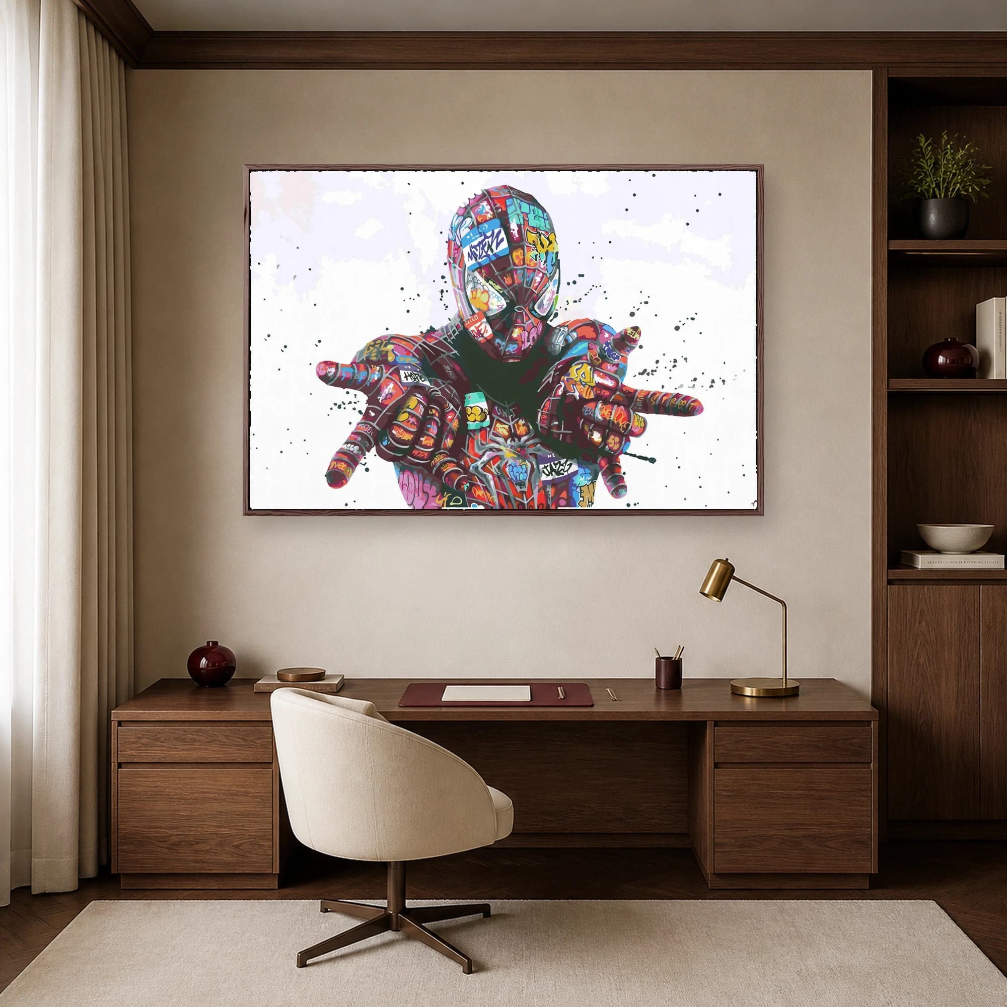 Urban Graffitied Superhero Pop Art Canvas Print, view 4