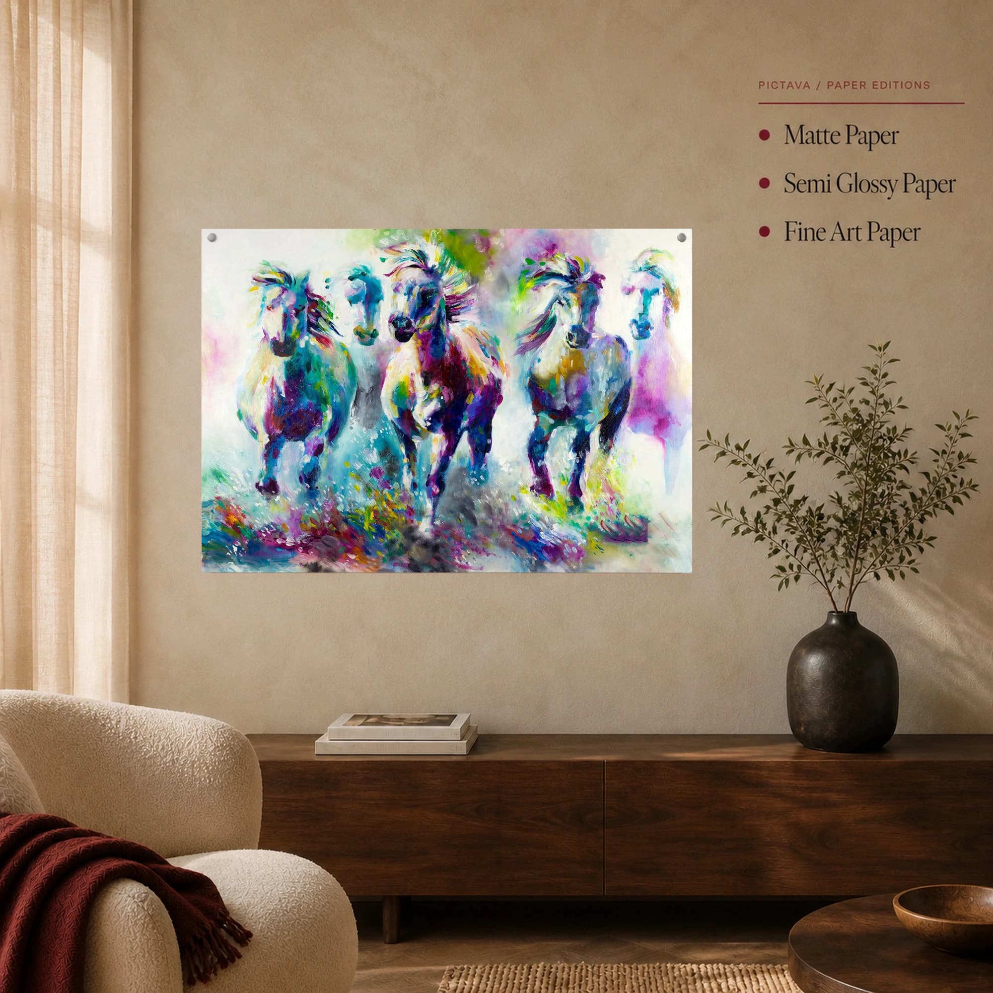 Colorful Running Horses Abstract Canvas Print, view 6