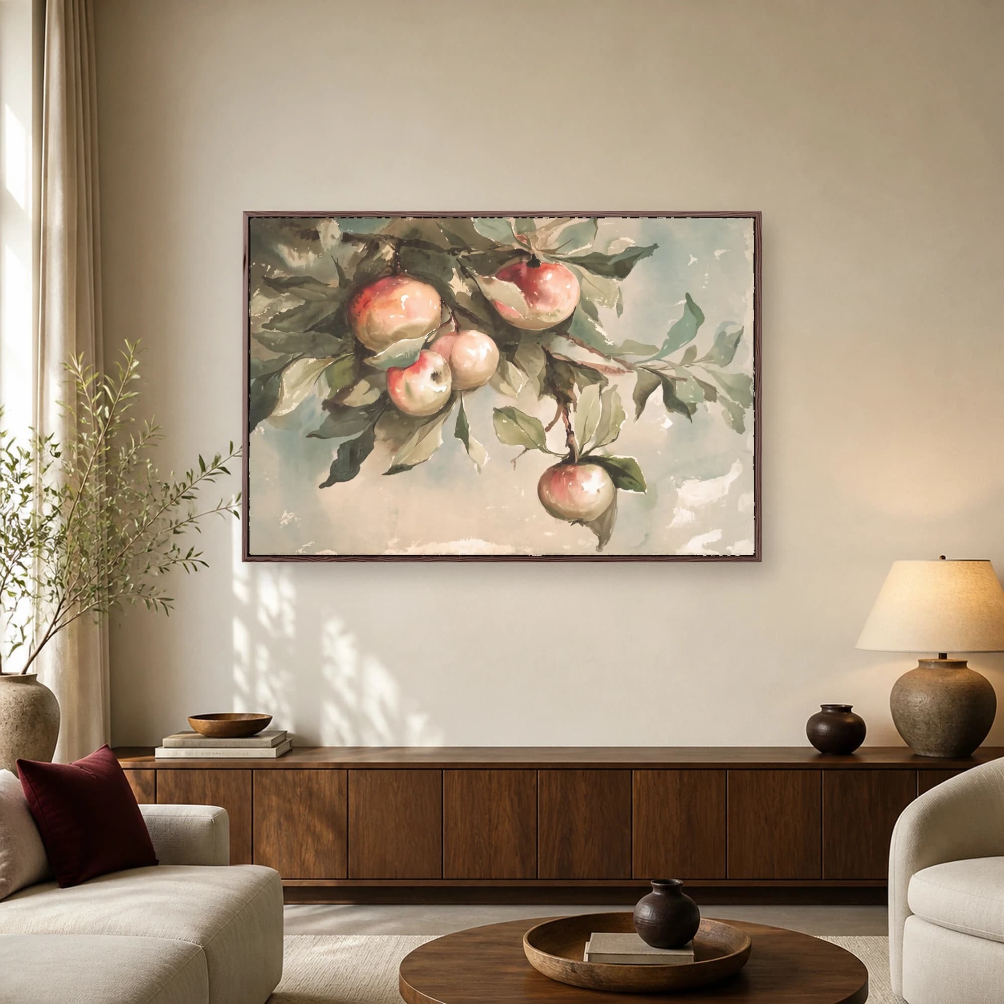 Vintage Apple Branch Watercolor Print, view 2