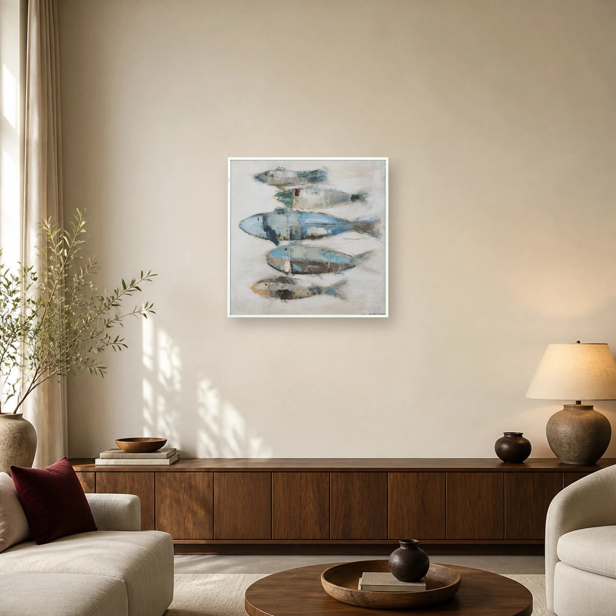 Stacked Coastal Fish Abstract Wall Art Canvas, view 5