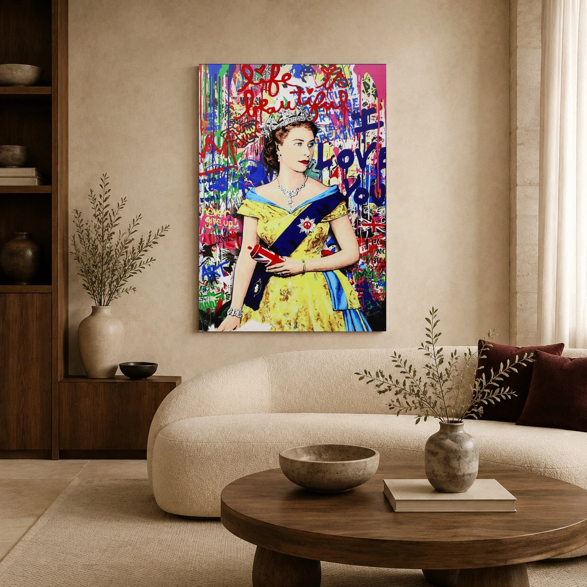 Life Is Beautiful Queen Pop Art Canvas Print, view 4