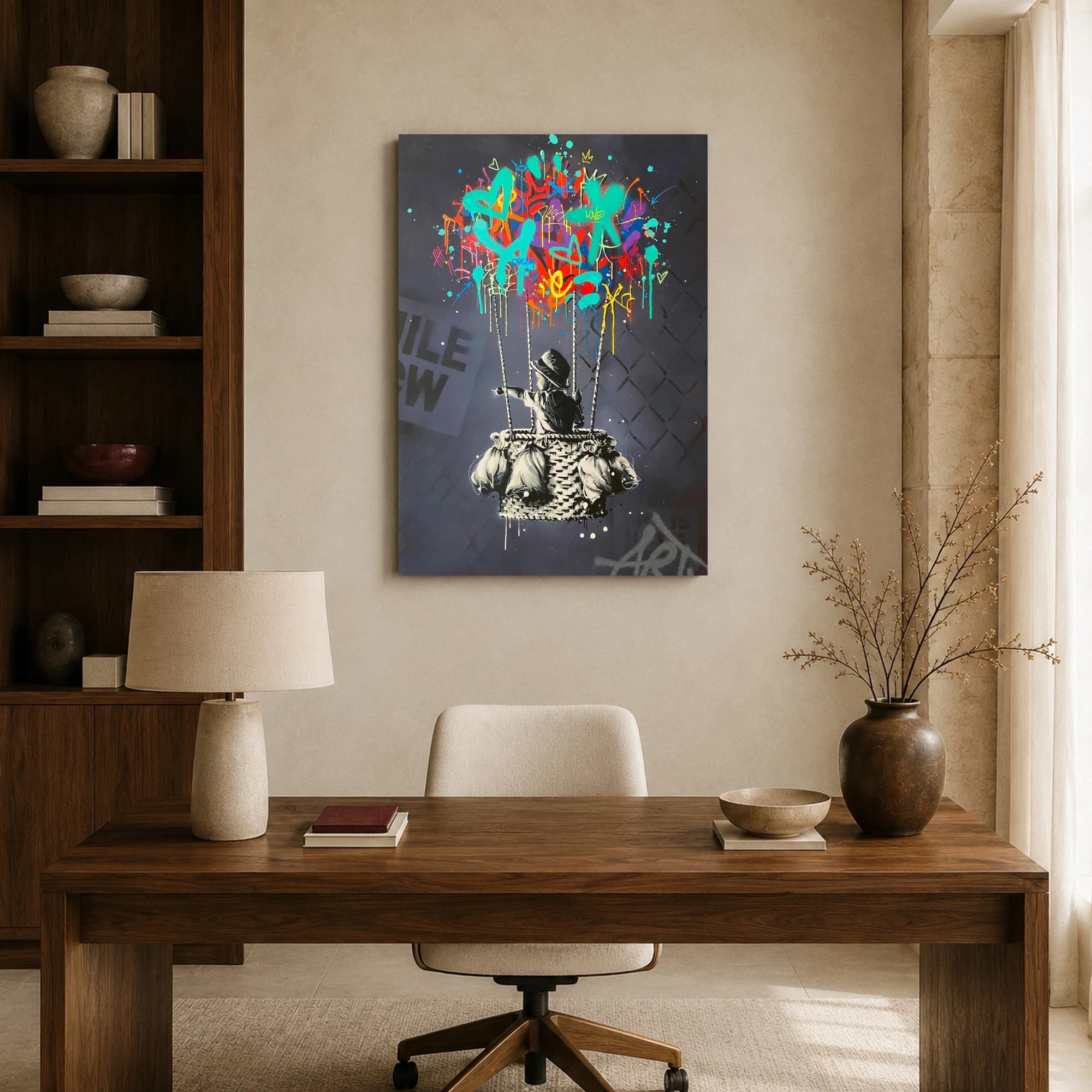 Street Art Hot Air Balloon Child Canvas Print, view 8